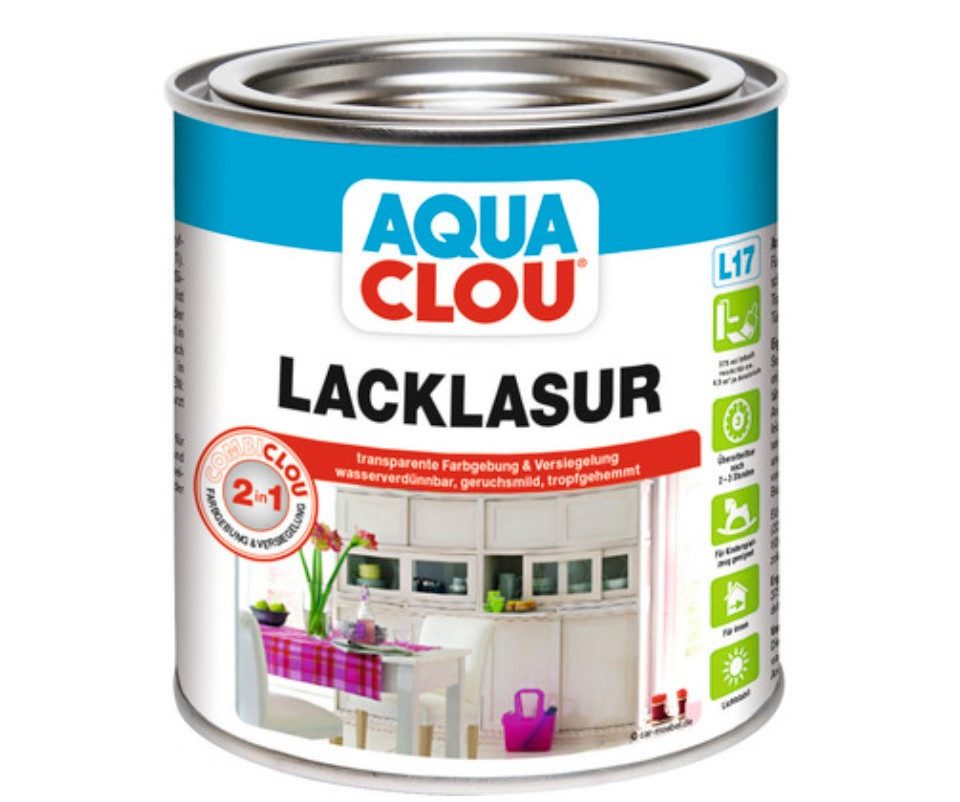 Holzlack Aqua Clou Lacklasur L17 375 ml farblos seidenmatt