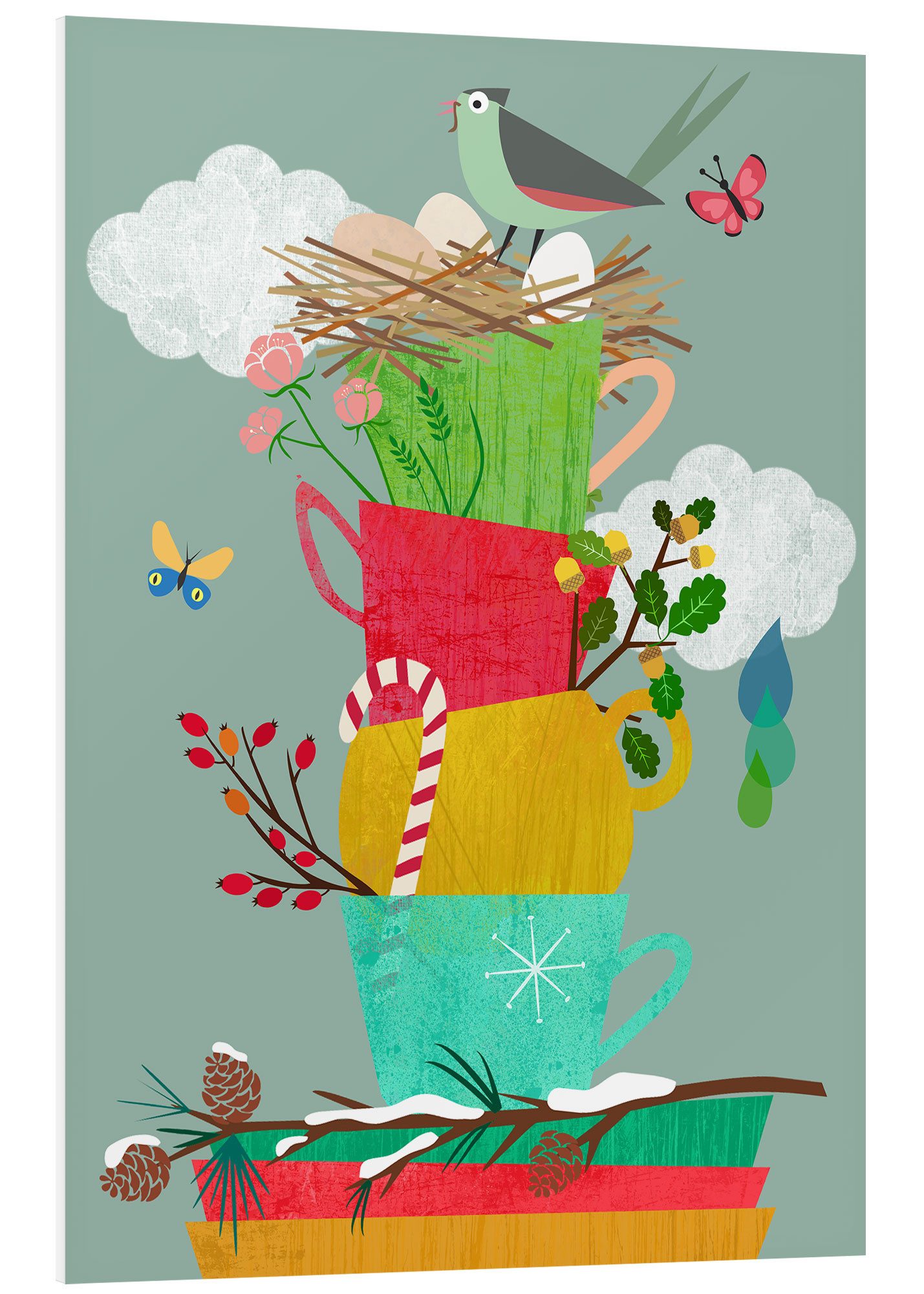 Posterlounge Forex-Bild Taika Tori, Vier Jahreszeiten, Wohnzimmer Skandinavisch Illustration