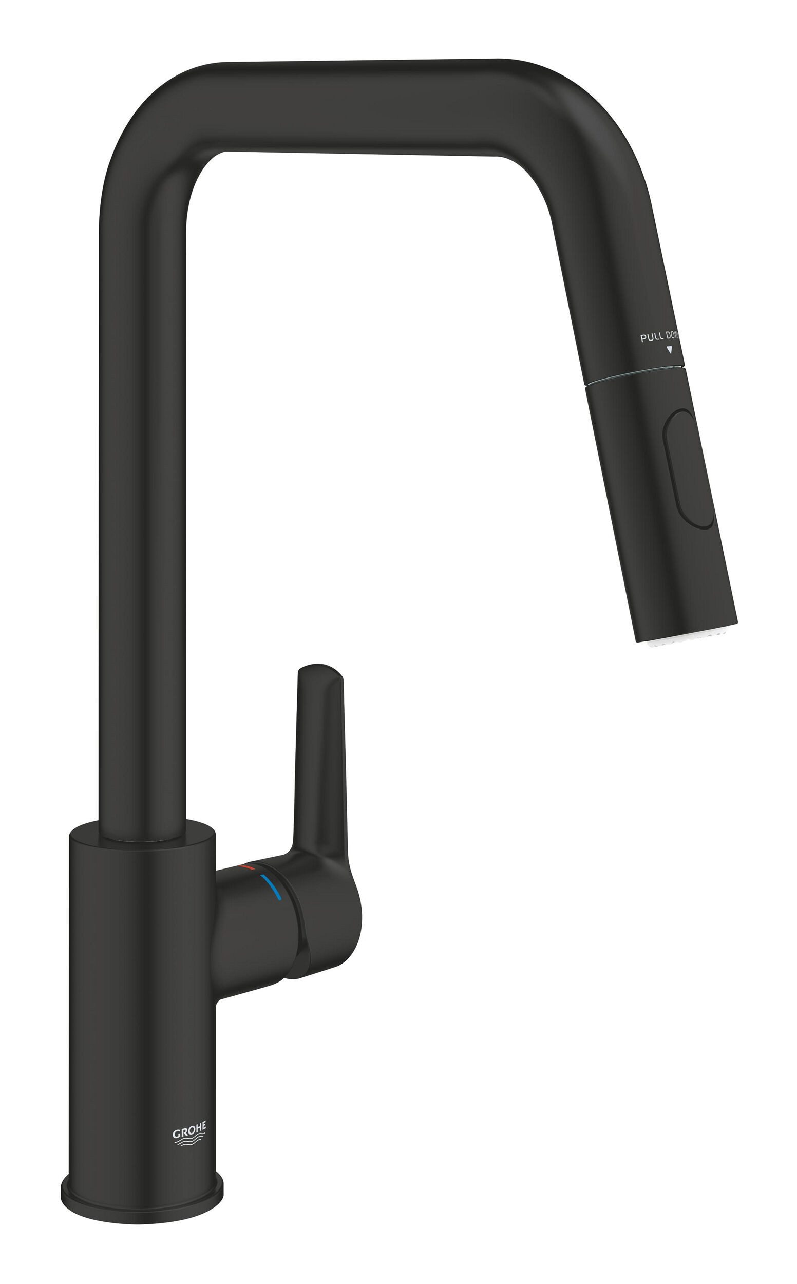Grohe Küchenarmatur Start Einhand herausziehbar mit hohem Auslauf - Mattschwarz