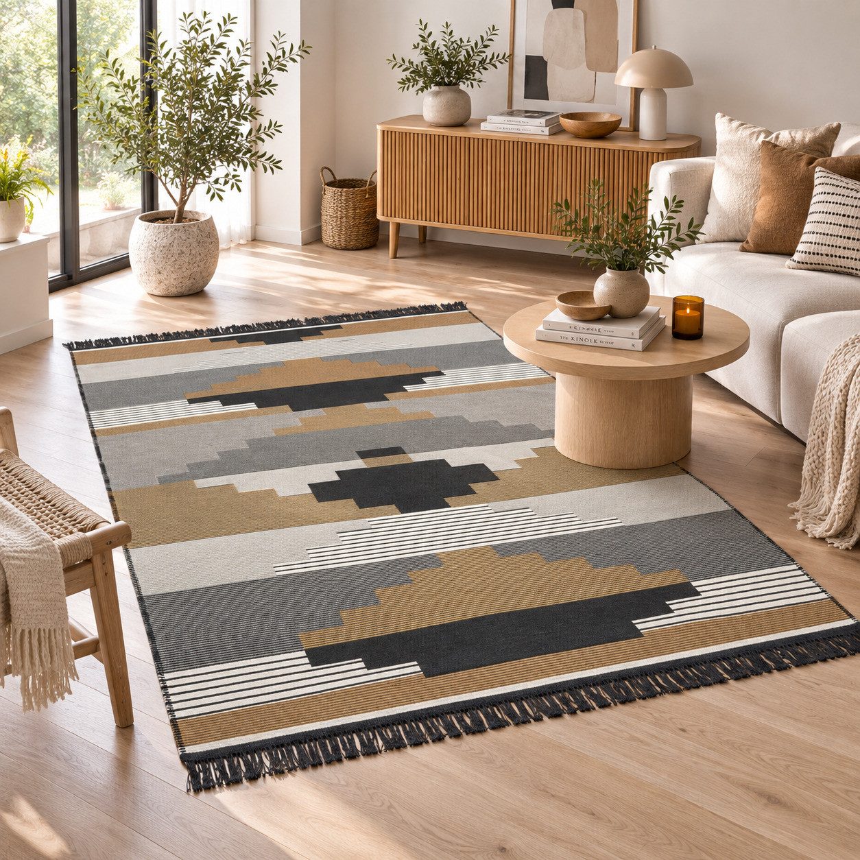 Pergamon Wollteppich Teppich Beidseitig Ethno Kelim Style, Rechteckig, Höhe: 4 mm – Bild 2 von 5