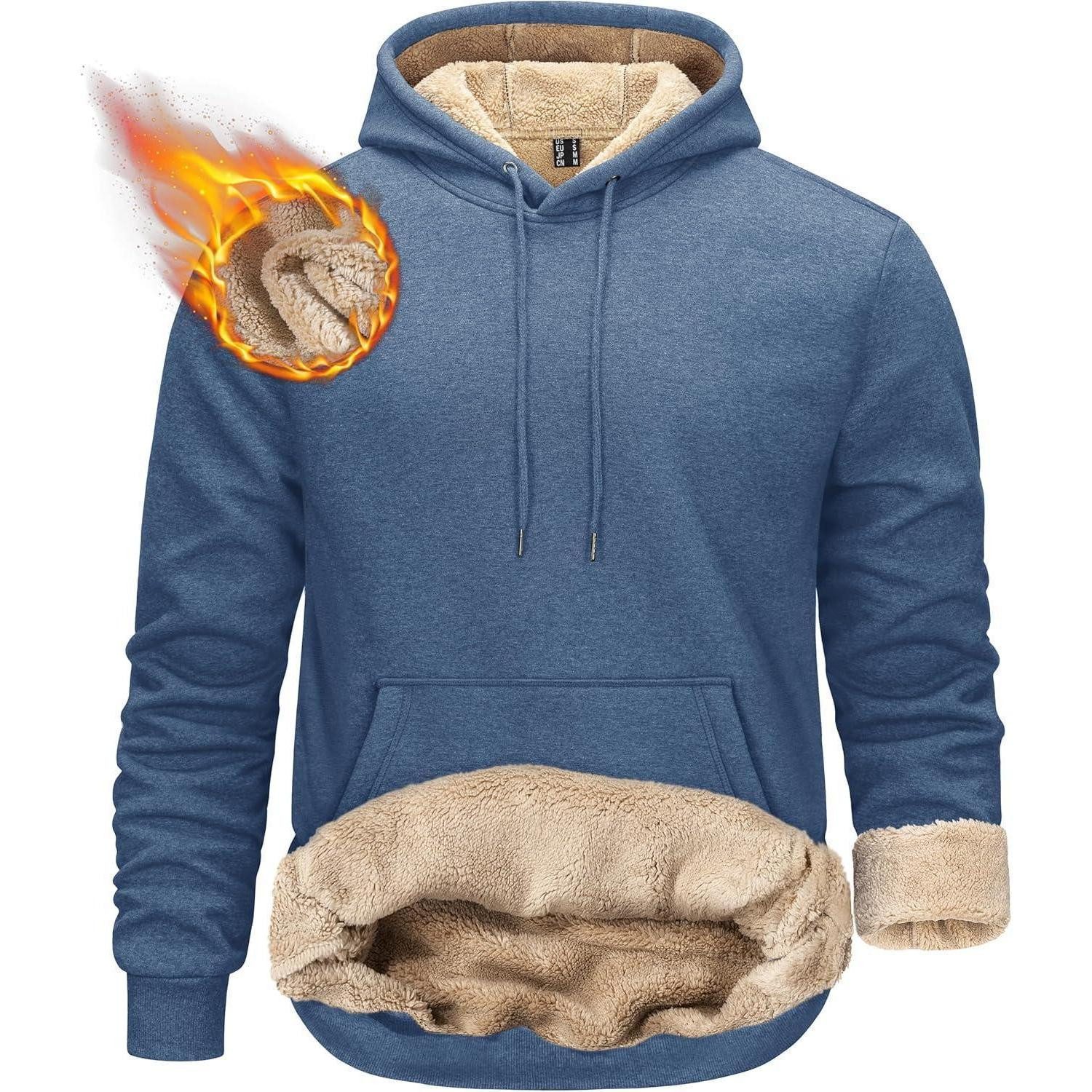 LuxusKollektion Hoodie Hoodie Herren Sherpa Fleece Känguru Tasche XXL Blaugrau