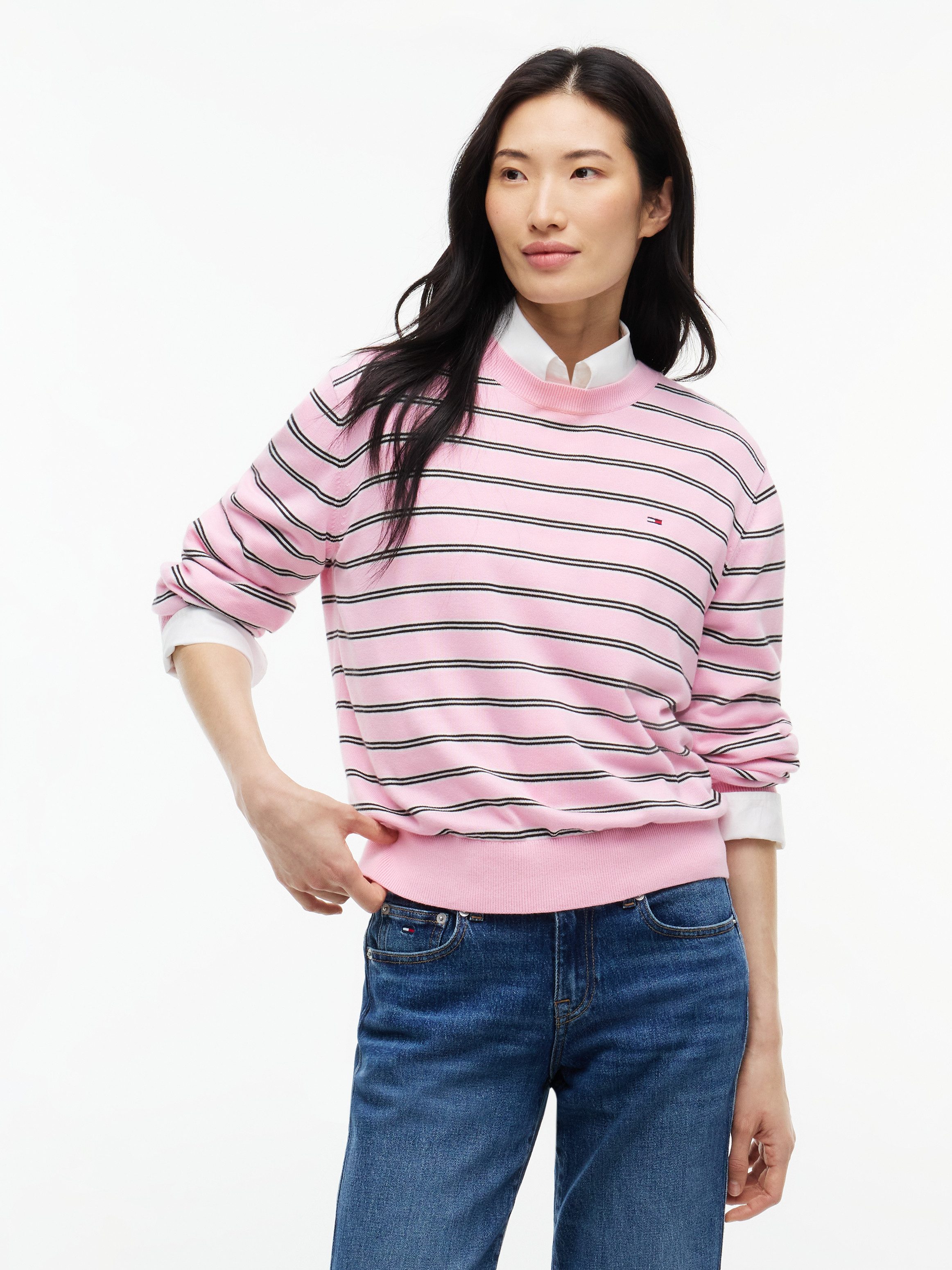 Tommy Jeans Rundhalspullover TJW ESSENTIAL CREW SWEATER EXT Baumwolle
