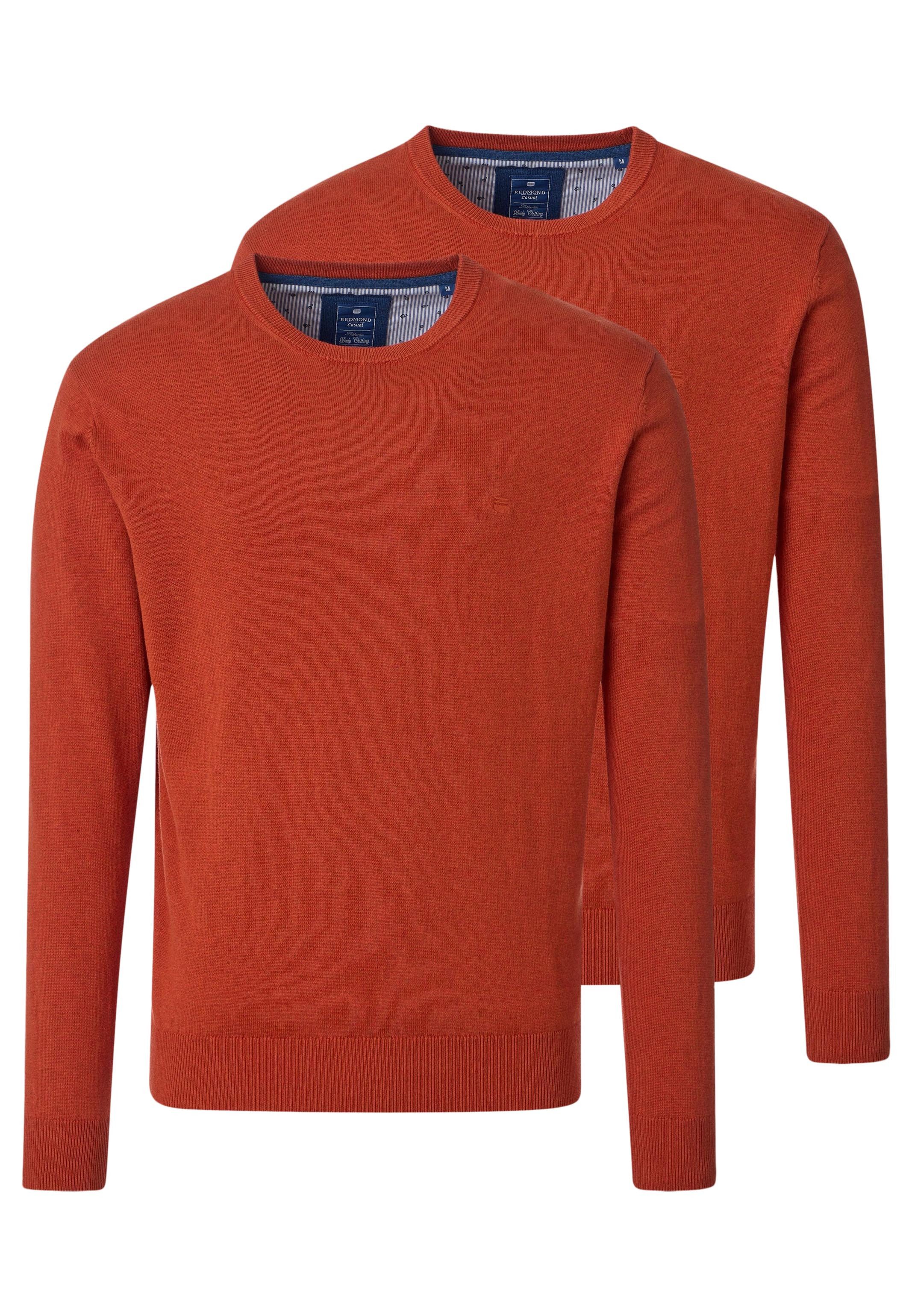 Redmond Rundhalspullover 2er Pack Basic (Spar-Set, 2-tlg) Pullover - Baumwolle - Atmungsaktiv - Weicher Feinstrick
