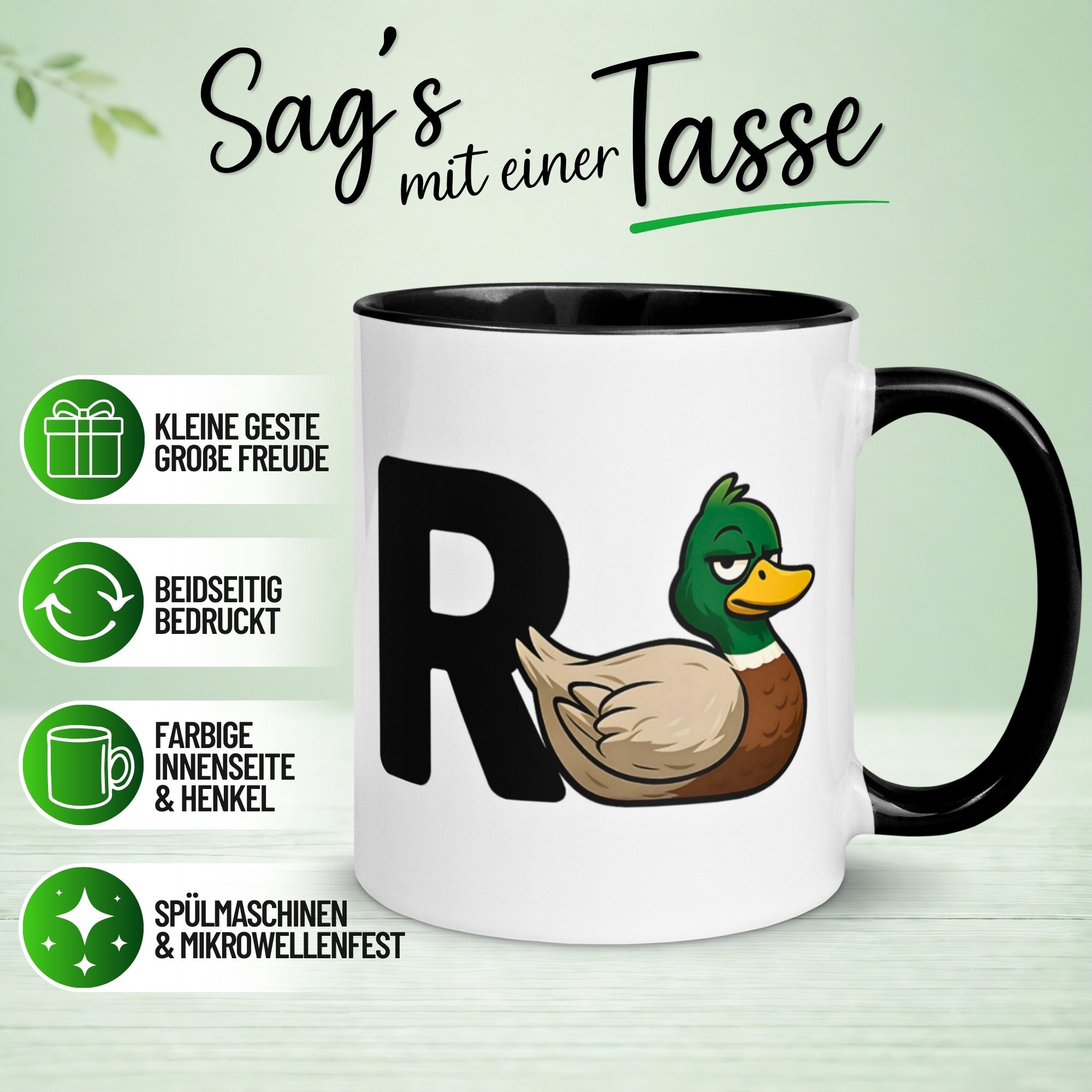 Momentals Tasse Rente – „R + Ente = Rente“ – Geschenk Renteneintritt Männer Frauen, Gratis Versand · Links-&Rechtshänder · Spülmaschinenfest