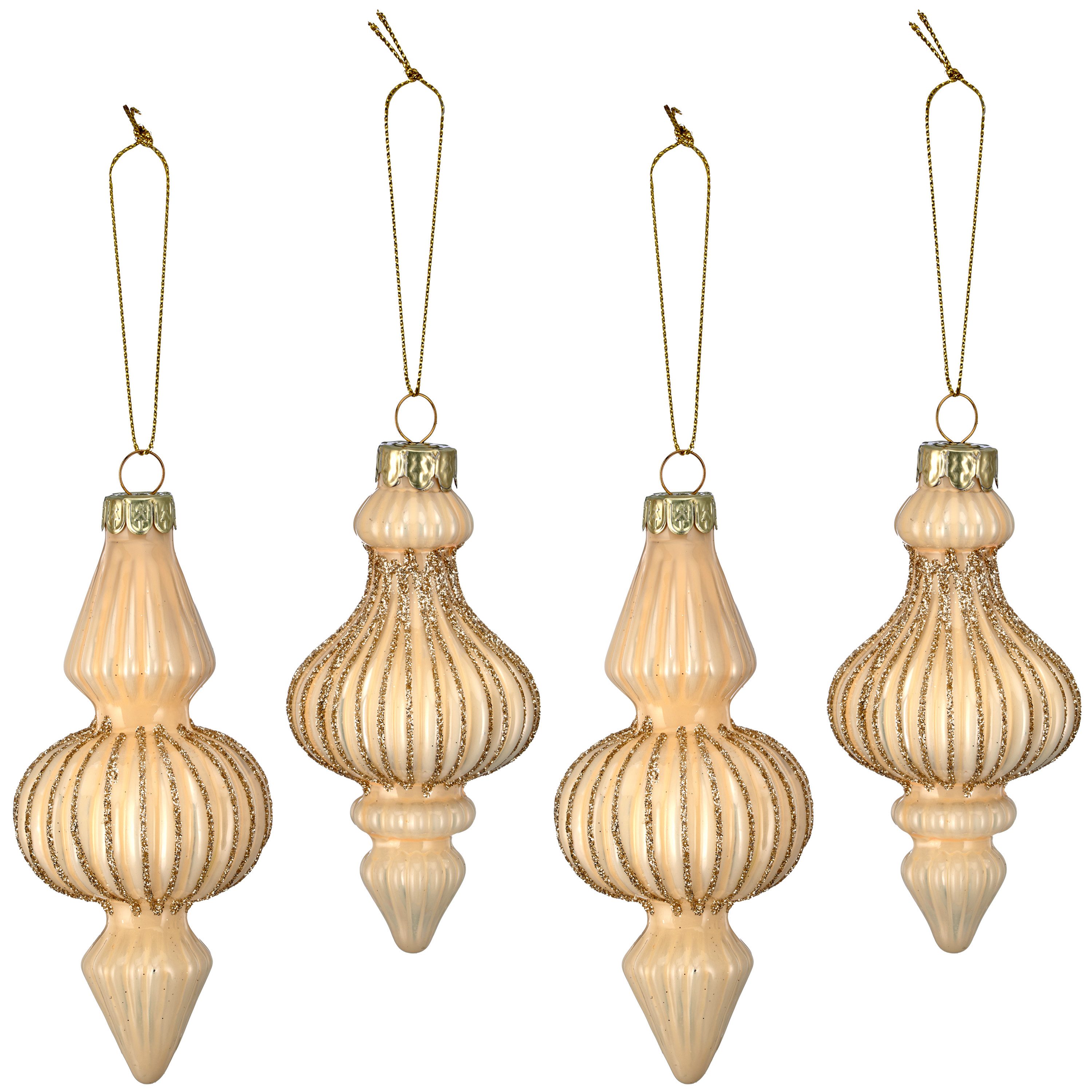 LeGer Home by Lena Gercke Weihnachtsbaumkugel Glashänger Ornamentkegel (4 St), mit Glitzer