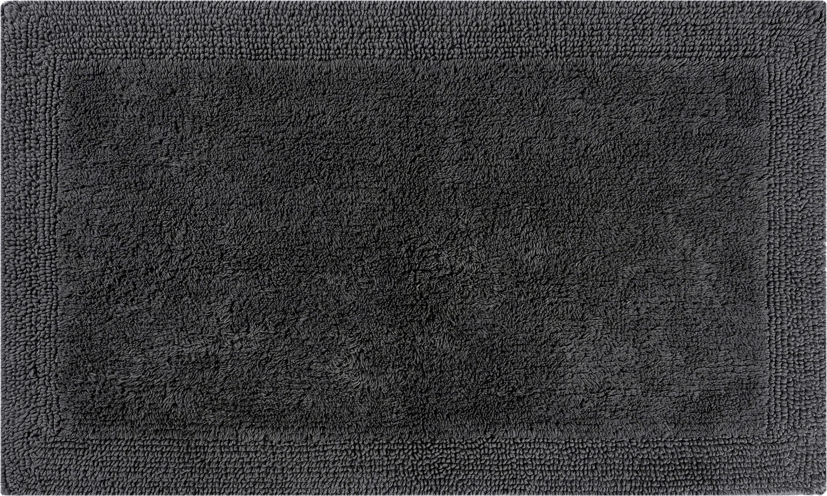 OTTO home Badematte Kapra 1, Badvorleger, Badezimmer Teppich, Höhe 14 mm, beidseitig nutzbar, strapazierfähig, fußbodenheizungsgeeignet, Baumwolle, rechteckig, mit Bordüre, Badteppich, Badematte, Baumwolle