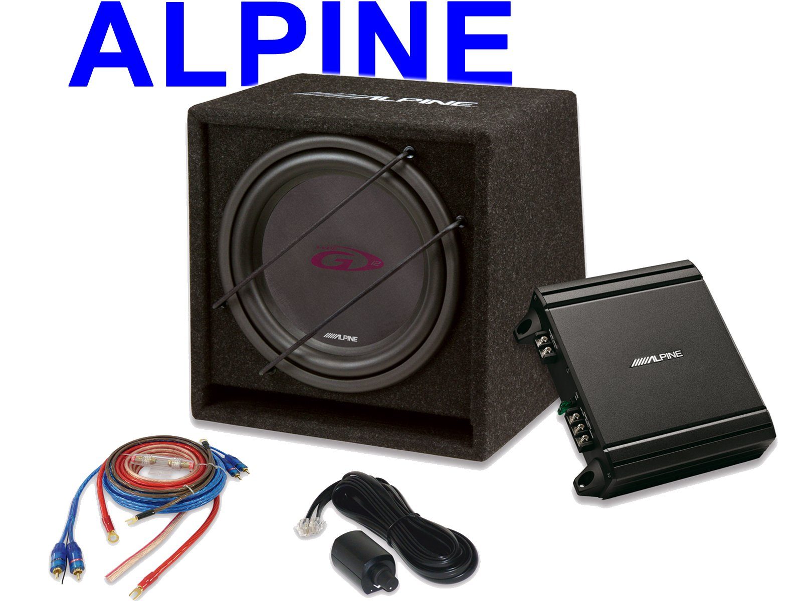ALPINE SBG30KIT 30 cm (12Zoll) Power Subwoofer Paket Endstufe Kabelset AutoSubwoofer