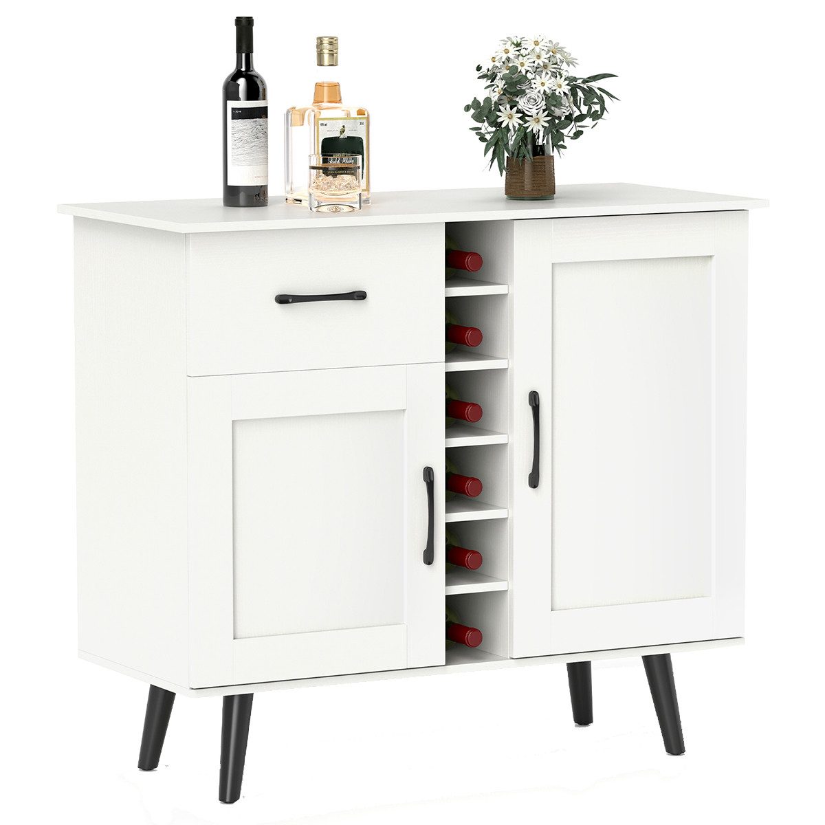 COSTWAY Weinschrank Buffetschrank mit 6-Flaschen Weinregal, verstellbare Re günstig online kaufen