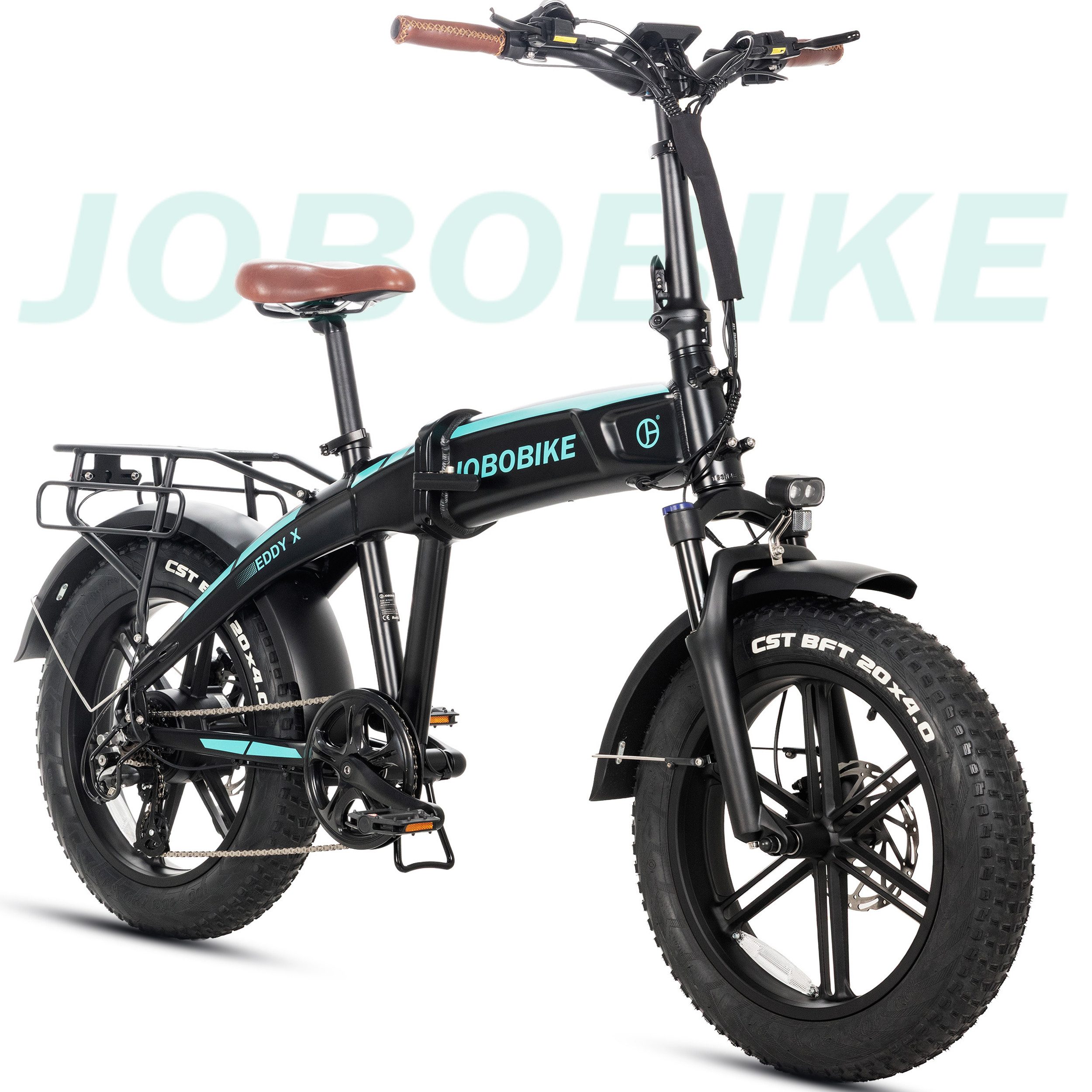 JOBOBIKE E-Bike Klapprad 20 Zoll, Faltrad, 48V 720Wh, 120km, mit Blinkern & Bremslicht, Fatbike, 7 Gang Shimano, Kettenschaltung, Heckmotor, 720 Wh, (Mountainbike, LCD-Farbdisplay, 5 Stufen, Hydr. Scheibenbremse), Mountainbike, MTB, Hydr. Bremse, Elektrofahrrad für Damen und Herren