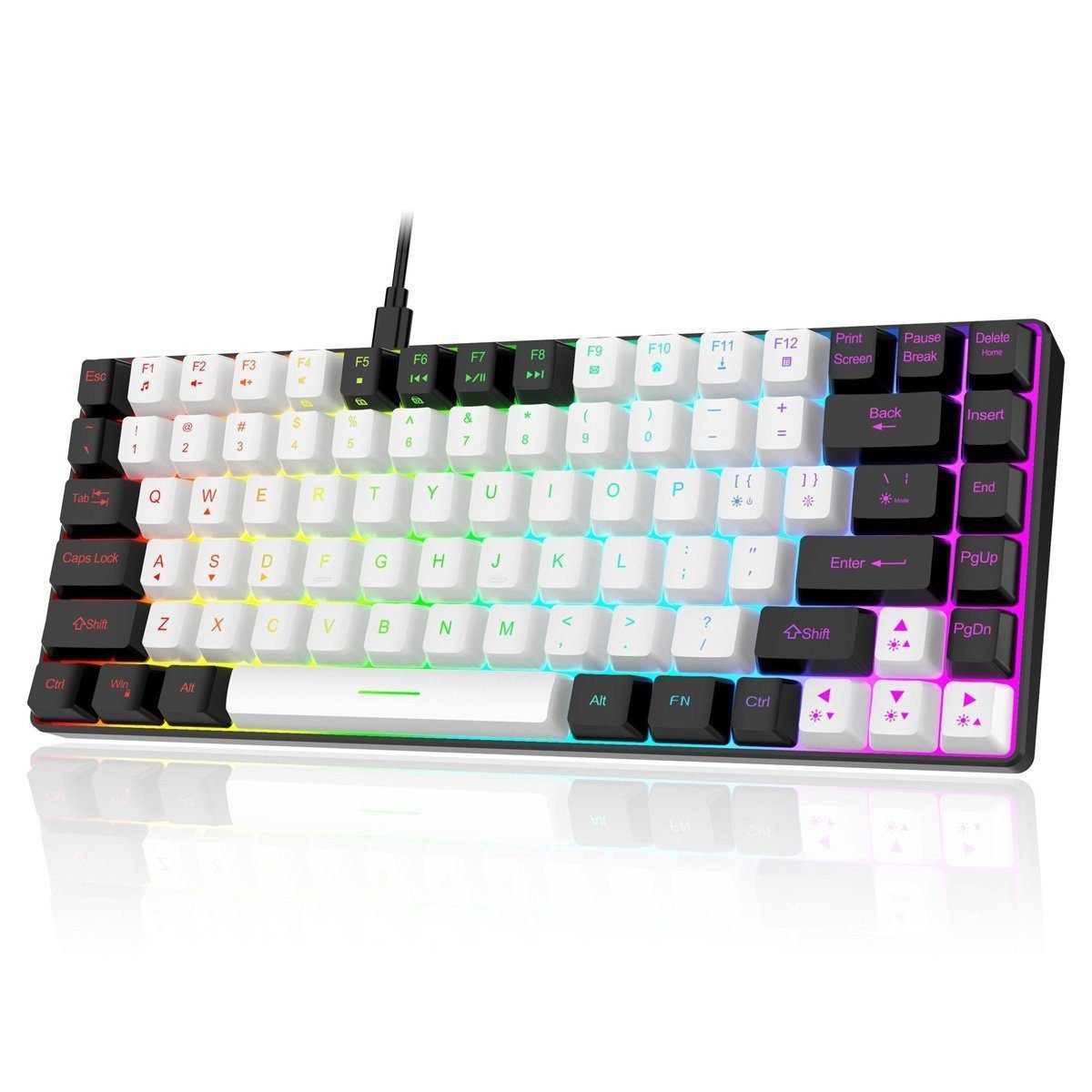 Gontence RGB Mini tragbare 80 % mechanische Tastatur PC-Tastatur Gaming-Tastatur (rgb)
