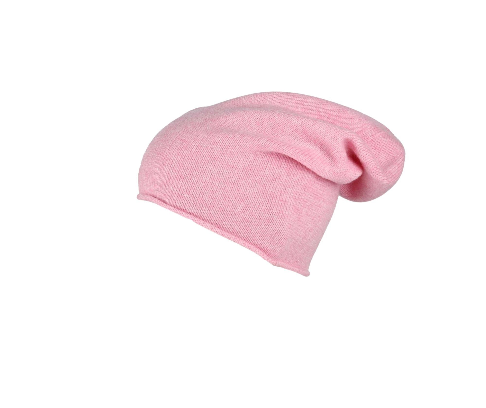 Strickmütze 100 Kaschmir Zwillingsherz Zwillingsherz pink melange Mütze Beanie % aus Unifarben