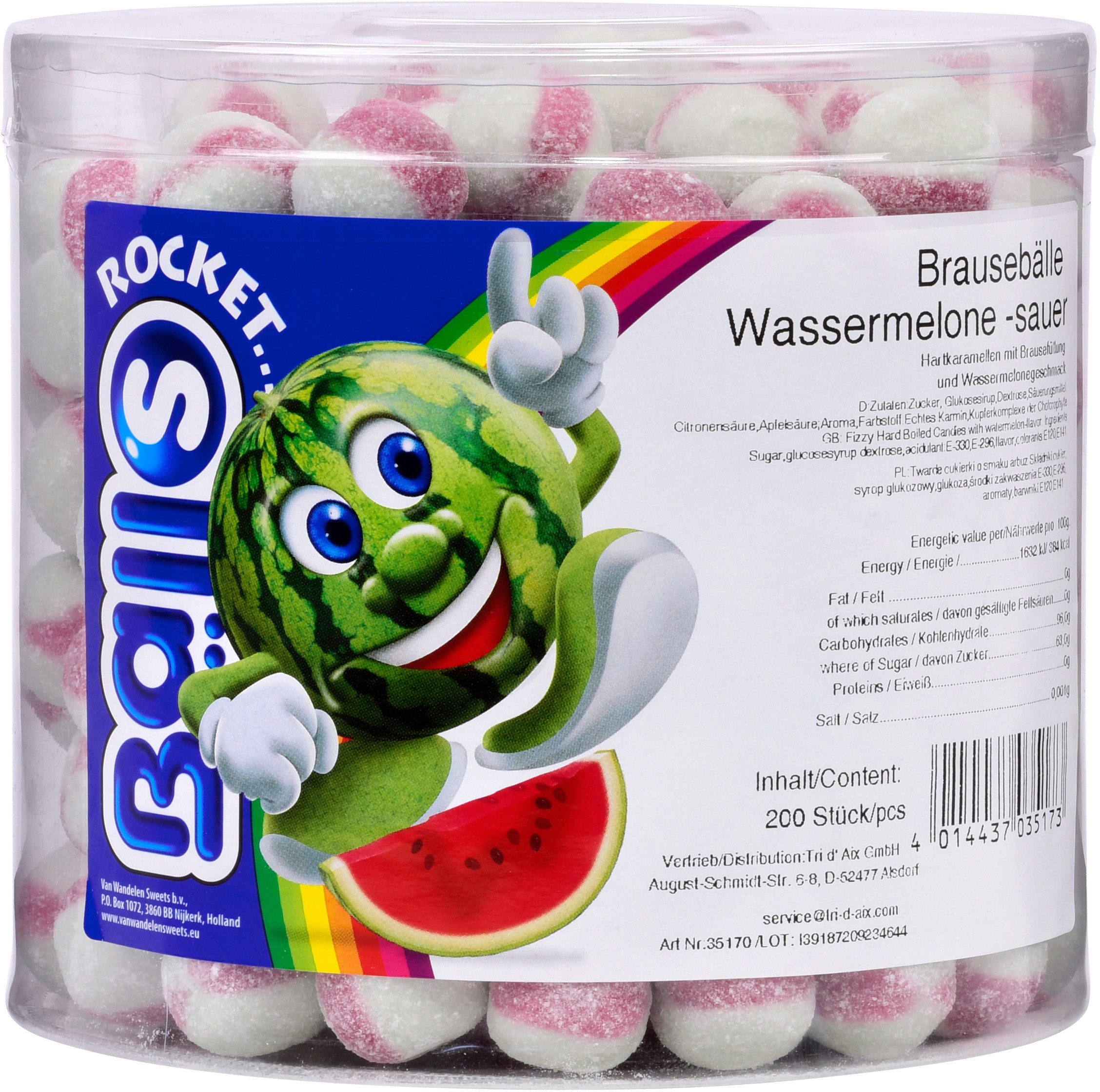 Tri D Aix Süßigkeit, Brausebälle Wassermelone sauer 1440g