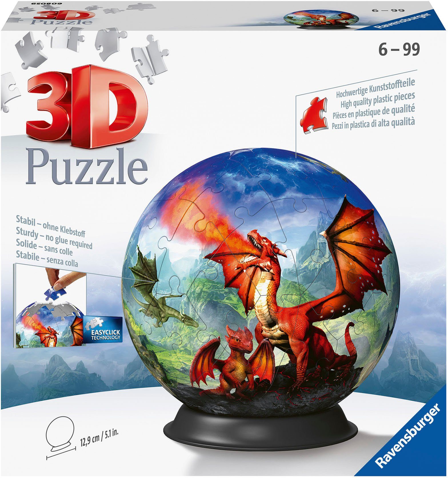 Ravensburger Puzzleball Mystische Drachen, 72 Puzzleteile, Made in Europe; FSC®- schützt Wald - weltweit
