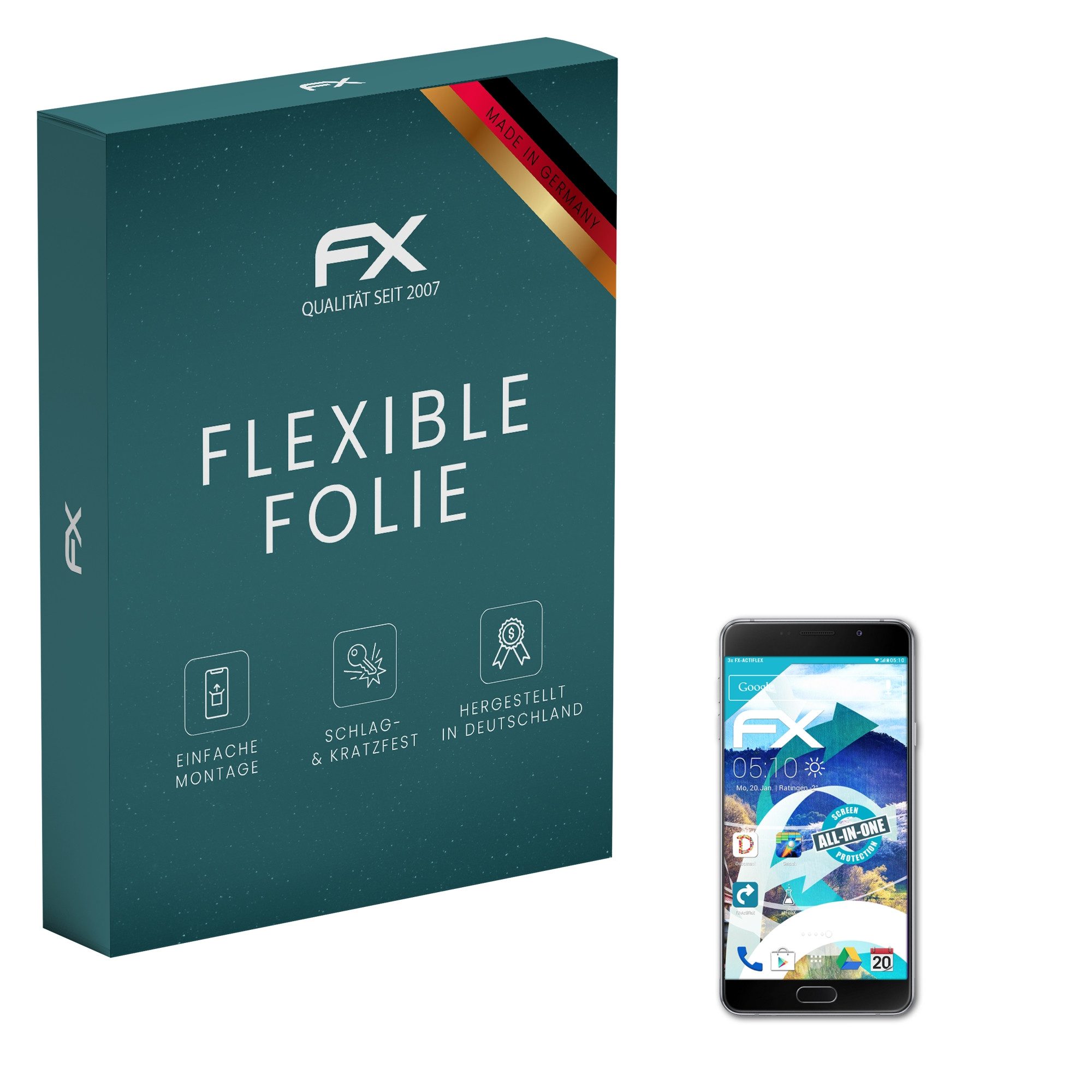 atFoliX Schutzfolie Displayschutzfolie für Samsung Galaxy A7 (2016), (3 Folien), Ultraklar und flexibel