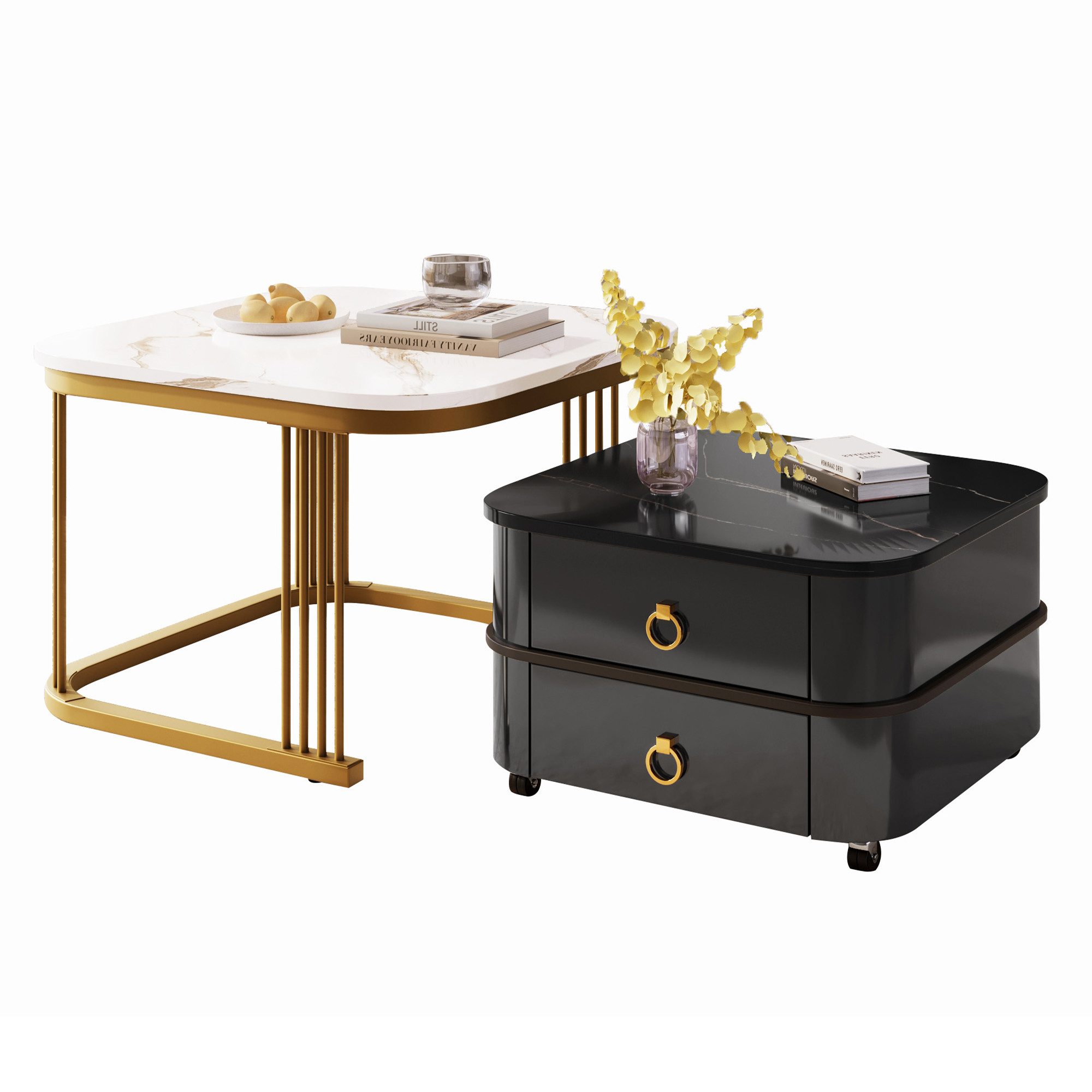 OKWISH Couchtisch zweiteiliges Set (Stapelbarer Satztisch,Wohnzimmertisch, günstig online kaufen