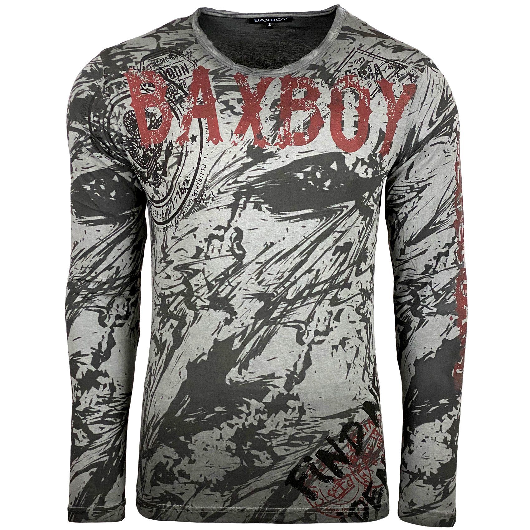 Baxboy B-701 Longsleeve Anthrazit Baxboy Männer Longshirt Herren T-Shirt Langarmshirt Moderner