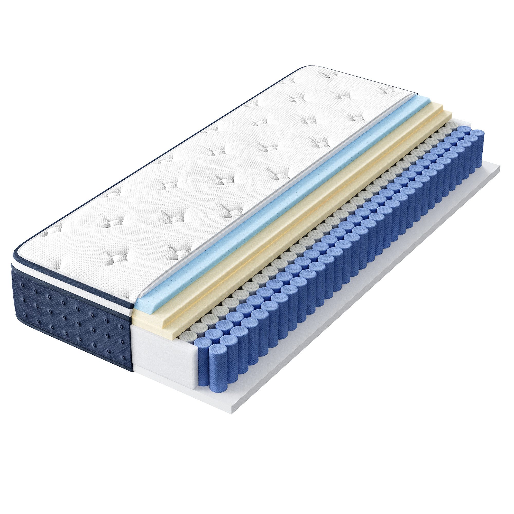 Taschenfederkernmatratze Federkernmatratze, VASAGLE, 25 cm hoch, Matratzen aus Gel-Memory-Schaumstoff, mittelfest, Kühlend