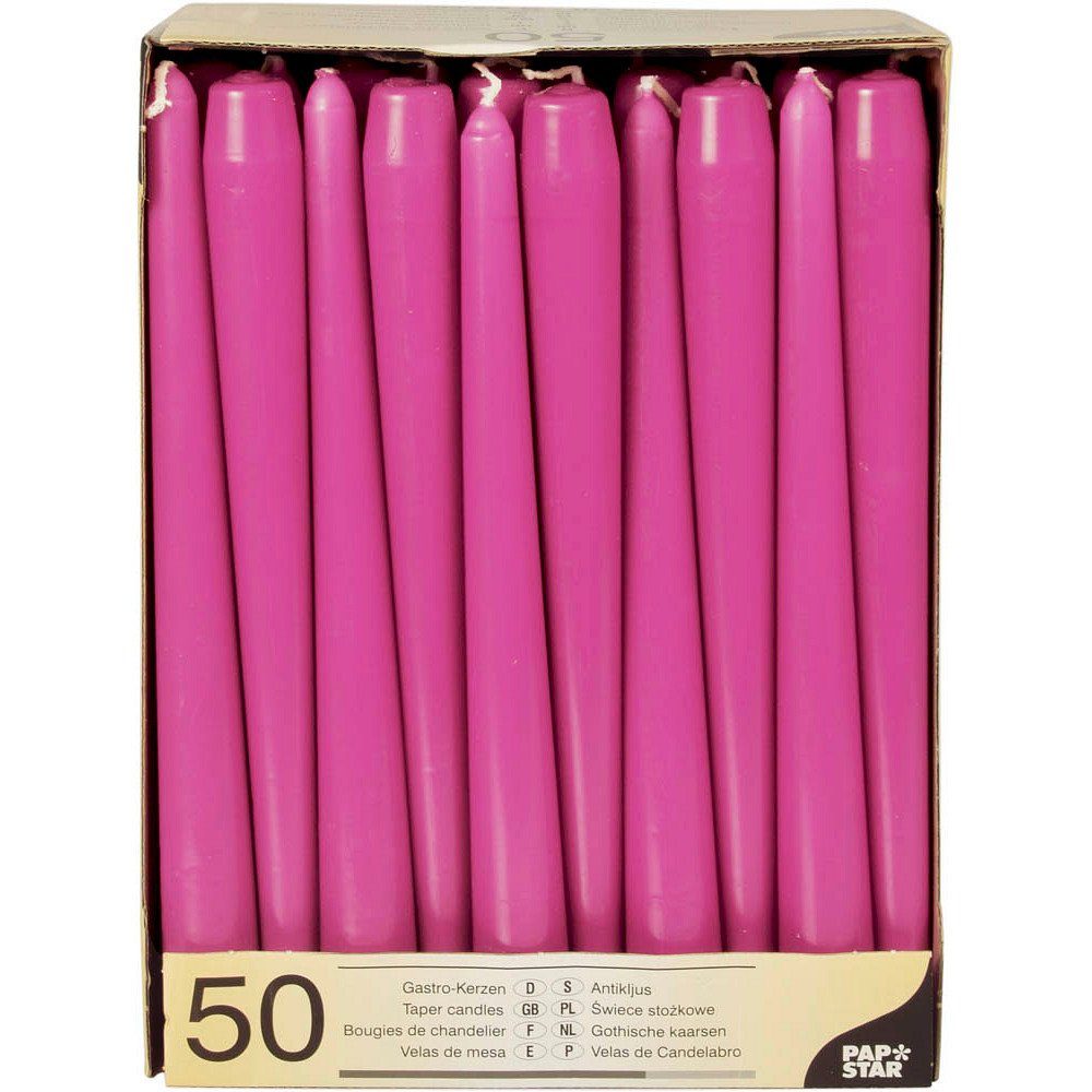 PAPSTAR Tafelkerze 50 Leuchterkerzen Tafelkerzen Ø22mm L25cm fuchsia