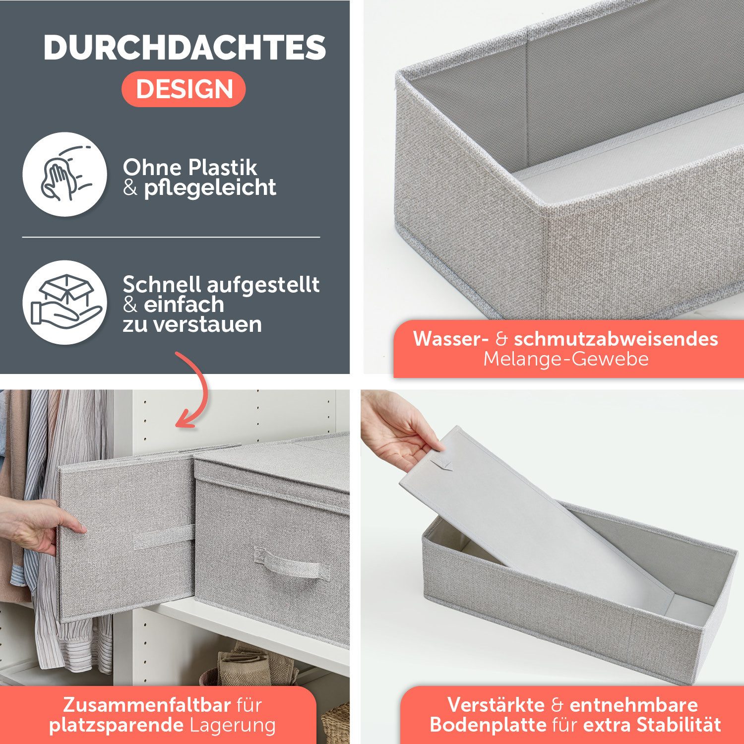 Blumtal Faltbox Kompatibel HEMNES, MALM, PAX Organizer Ordnungssystem Kleiderschrank (2 St), Faltboxen für BHs, T-Shirts - Boxen für Schrank – Bild 4 von 5