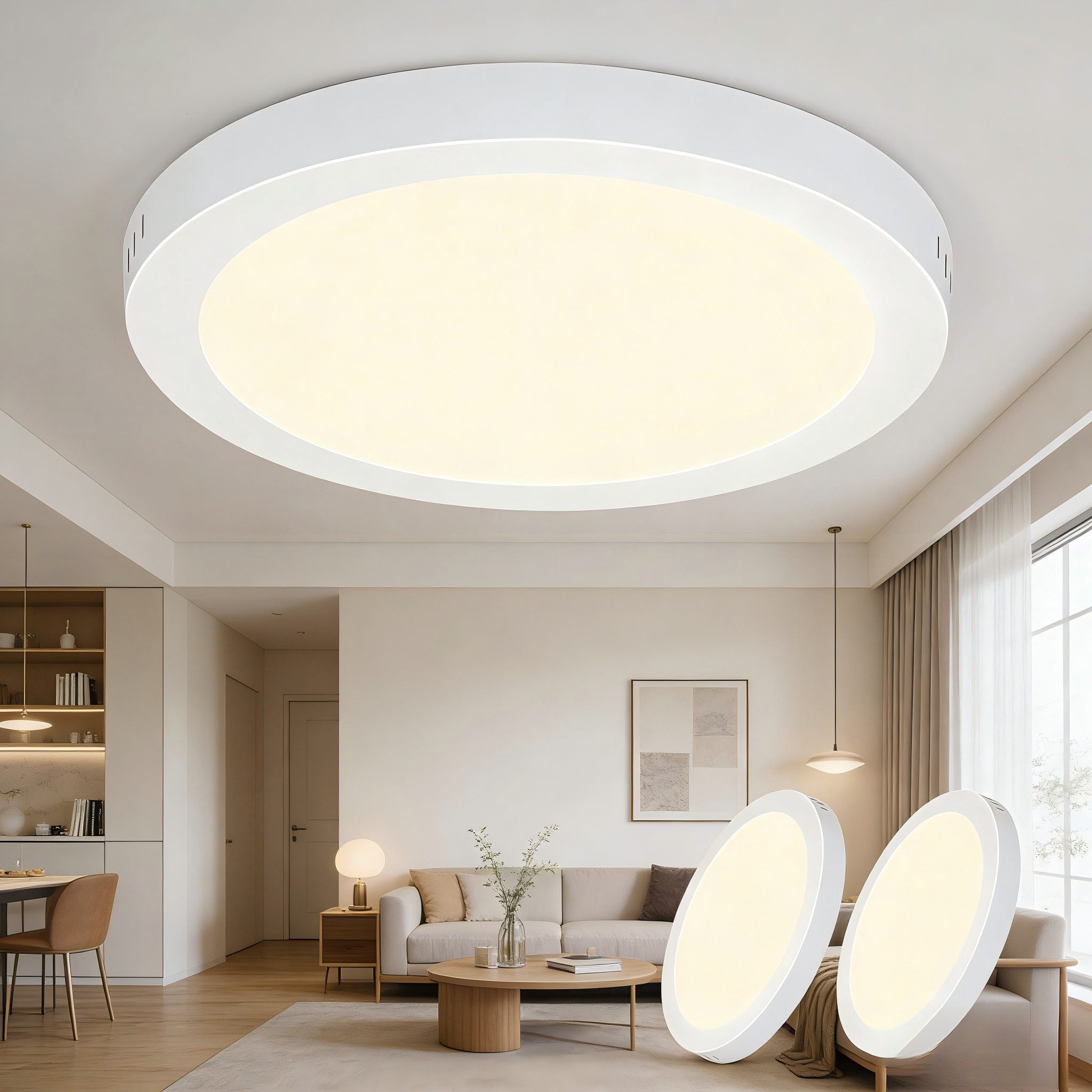 ZMH LED Deckenleuchte Wohnzimmer ∅23CM Weiß Modern 18W Deckenlampe Kinderzimmer, Augenschutz, LED fest integriert, 3000K Flurlampe für Küche Büro Esszimmer