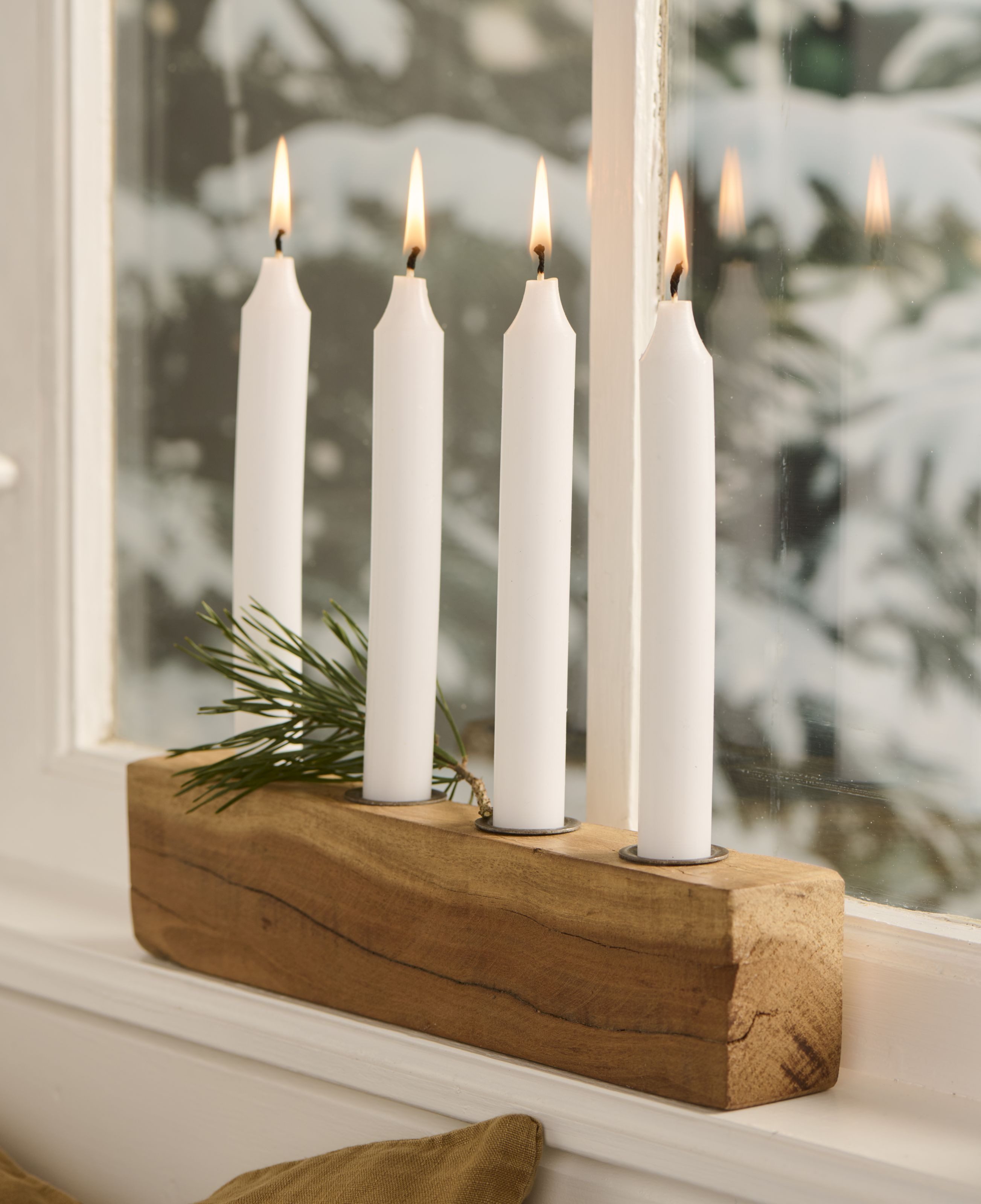 Ib Laursen Kerzenhalter Ib Laursen - Kerzenhalter Kerzenständer Holzblock L 30cm Unika Holz