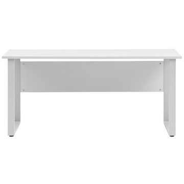 Lomadox Schreibtisch META-80, Büro Tisch Arbeitstisch hell grau Metallgestell 160x73,2x75 cm
