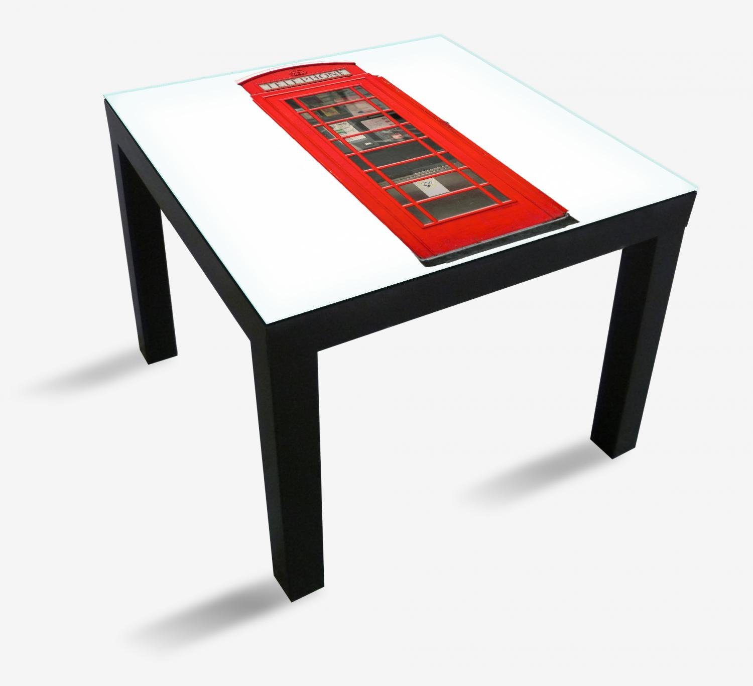 Rote geeignet St), Tischplatte Ikea Telefonzelle Wallario Lack (1 für London Tisch