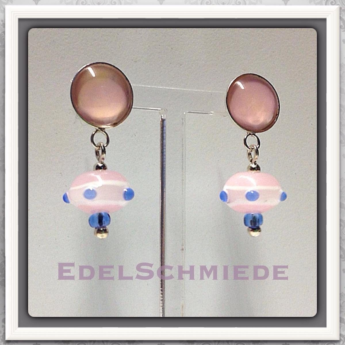 Paar Ohrhänger Edelschmiede925 Ohrringe aus 925/- mit Glaselementen in rosa