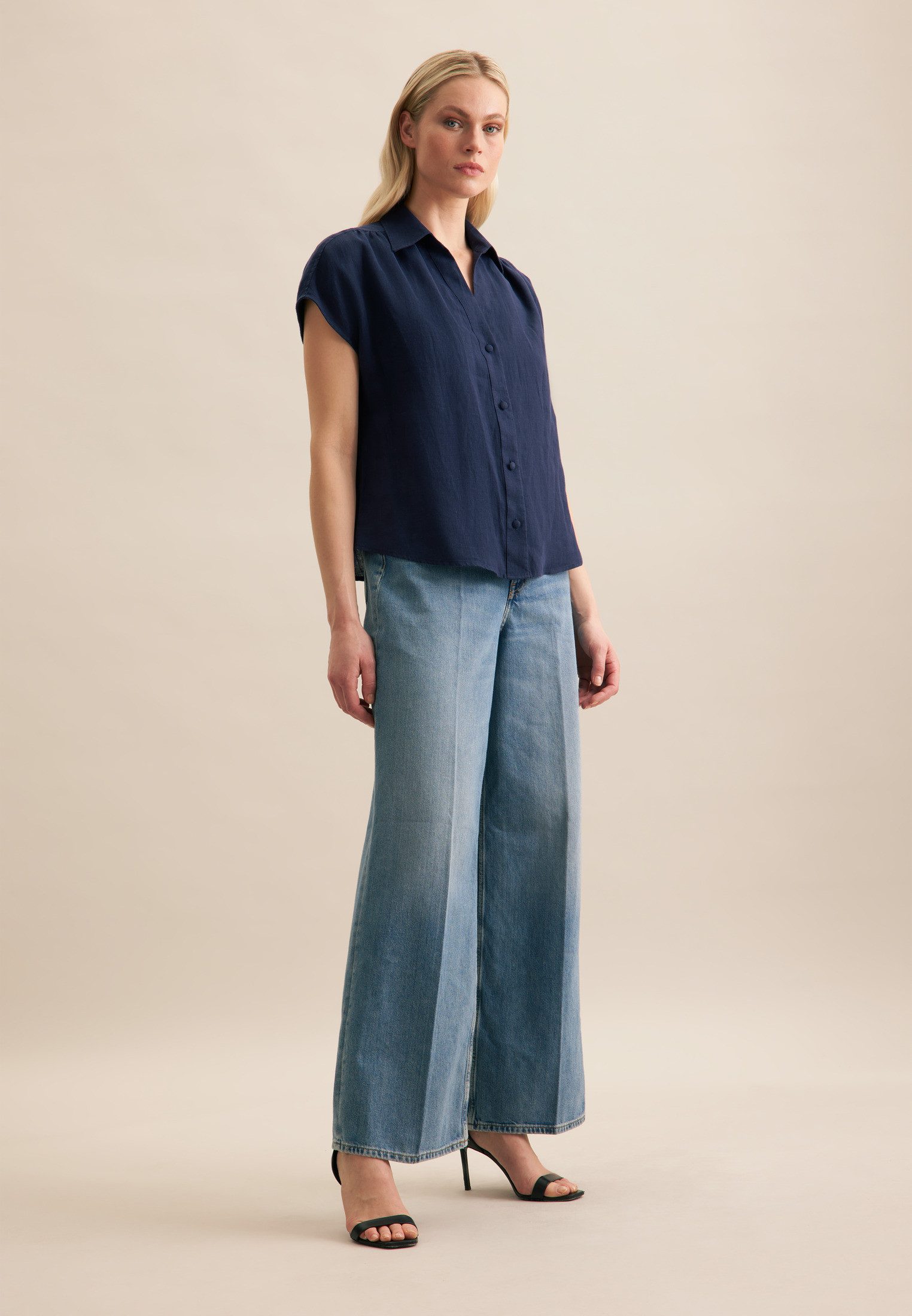 seidensticker Hemdbluse Schwarze Rose Ohne Arm Kragen Uni