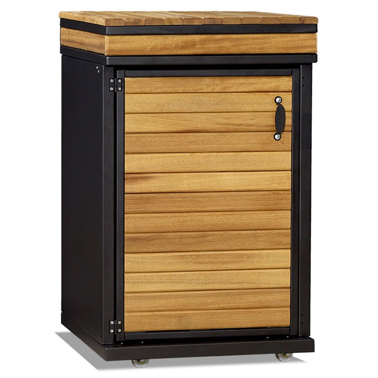 Xlmoebel Outdoor-Küche XLMOEBEL Außenküchenmodul Holz Braun wetterfest Edelstahl, Made in Europa