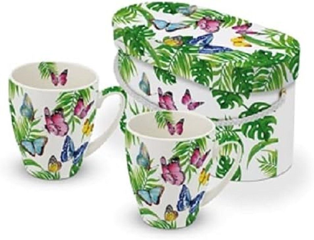 Tasse Blumen, Planzen,Becher, Kollektion, Mug Set Tropische, Schmetterling