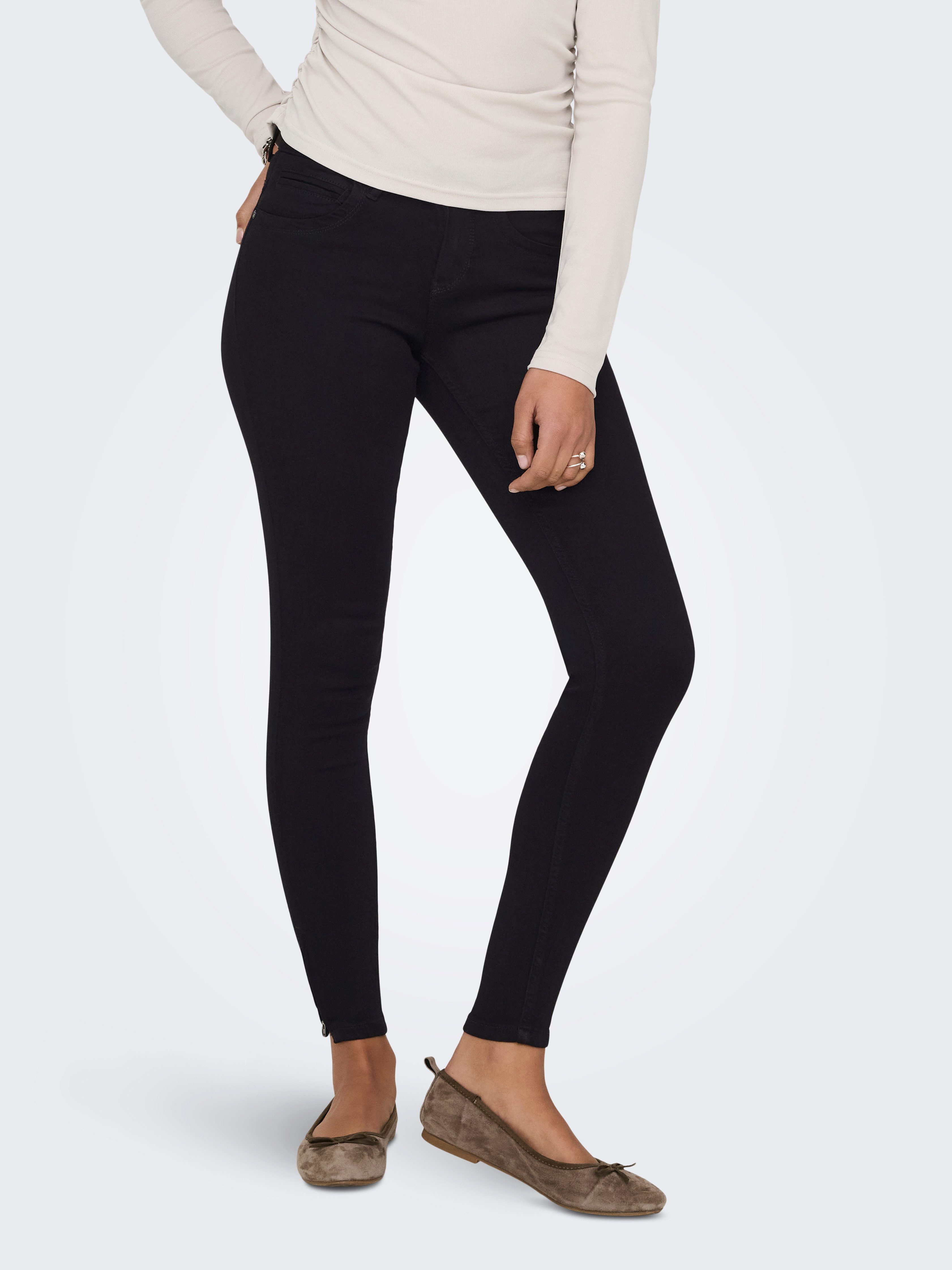 ONLY Ankle-Jeans ONLKENDELL ETERNAL LIFE ANKLE BLACK NOOS mit Zipper am Saum