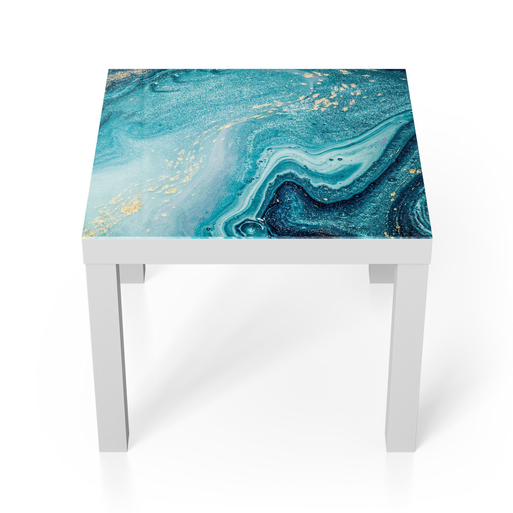 DEQORI Couchtisch 'Meer aus Marmor', Glas Beistelltisch Glastisch modern Weiß