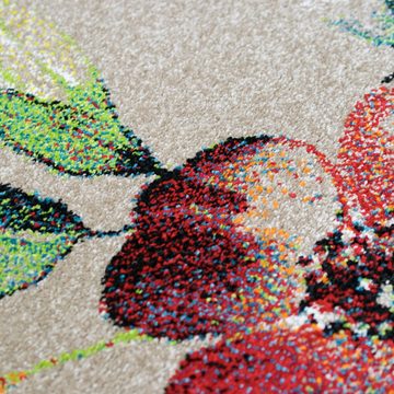 Teppich Wunderschöner dezenter Teppich mit bunten Blumen – taupe bunt, TeppichHome24, rechteckig, Höhe: 13 mm