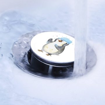 Mr. & Mrs. Panda Waschbeckenstöpsel Pinguin Duschen - Weiß - Geschenk, Waschbecken Stopfen, Ablaufgarnitu, Ø 4 cm (1 St), Liebevolle Motive