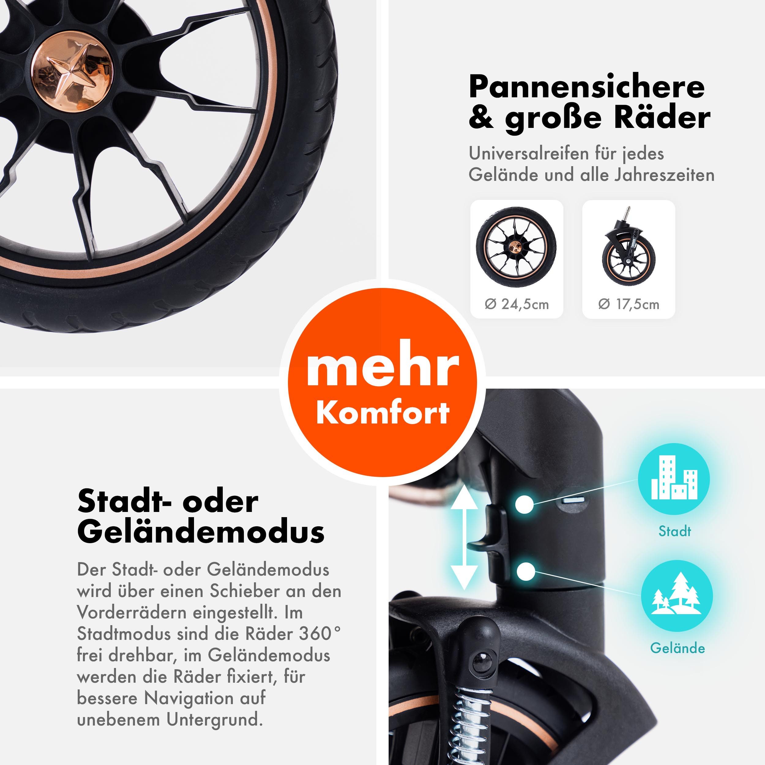 Daliya® Kombi-Kinderwagen NEOMOVE 2in1 Kinderwagen, Buggy und Babywanne in einem, Babywanne und Sportsitz, Alu-Rahmen, Großer Einkaufskorb