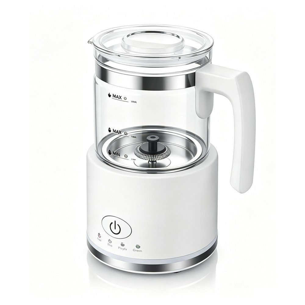 TWUFY Milchaufschäumer mit 500 ml Glas Behälter, elektrisch, für heißen & kalten Milchschaum, 600 W, für Cappuccino Latte Macchiato heiße Schokolade uvm