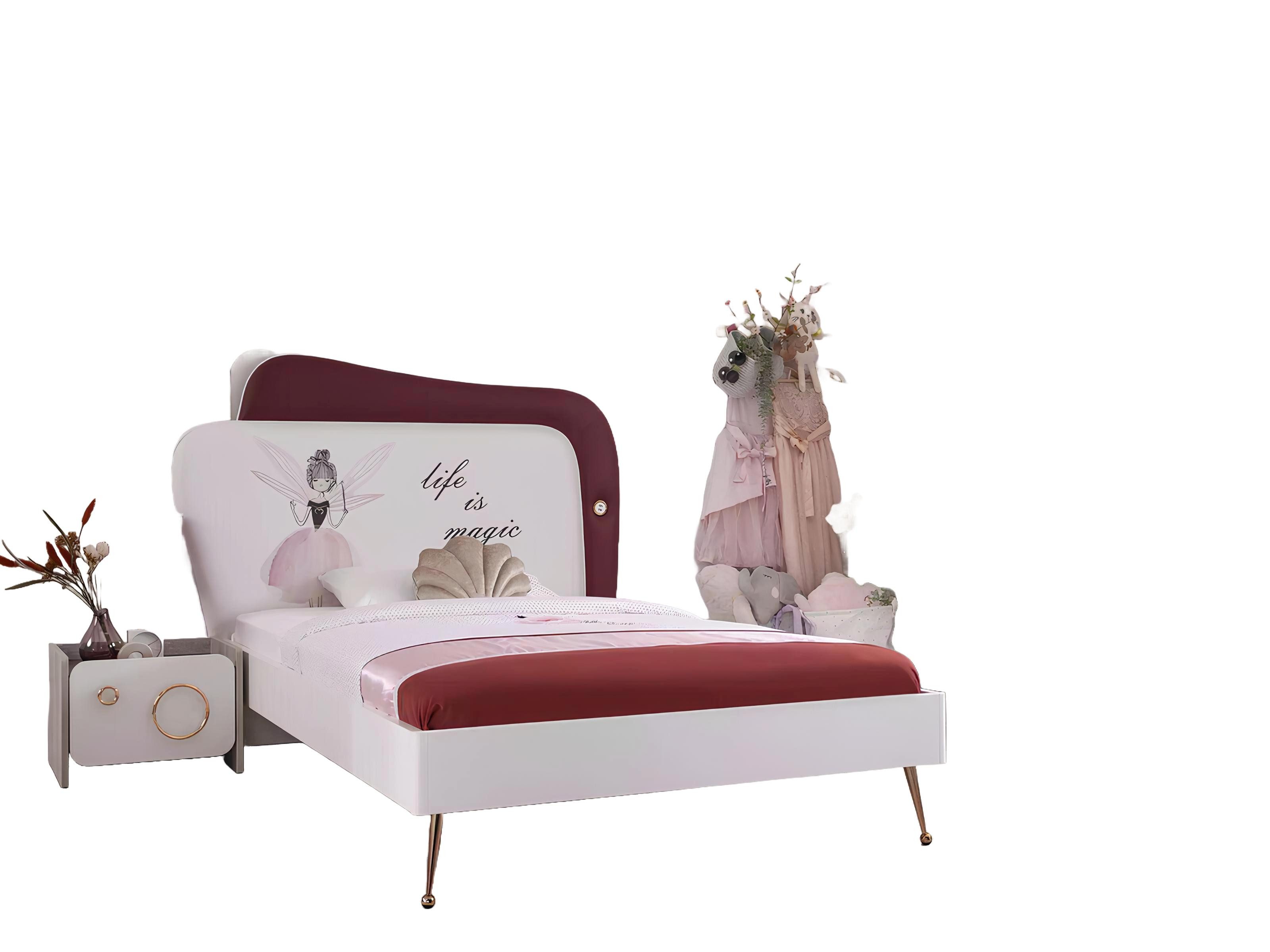 JVmoebel Bett Designer Kinderbett Mädchen Zimmer Möbel Bettrahmen