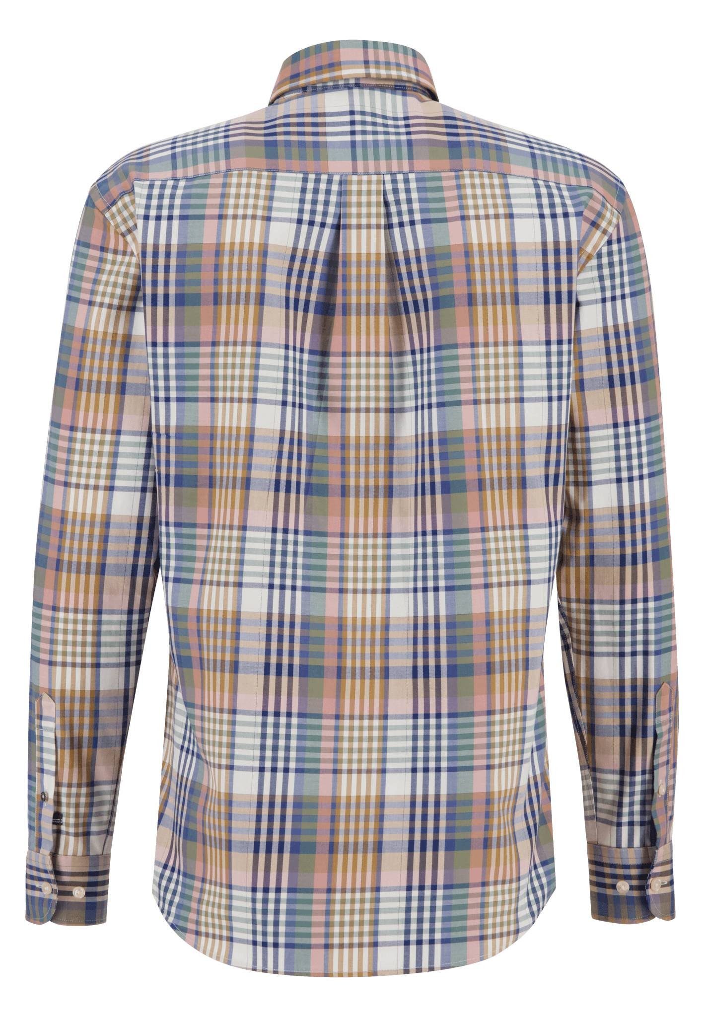 FYNCH-HATTON Karomuster mit klassischem pale berry Baumwollhemd Langarmhemd
