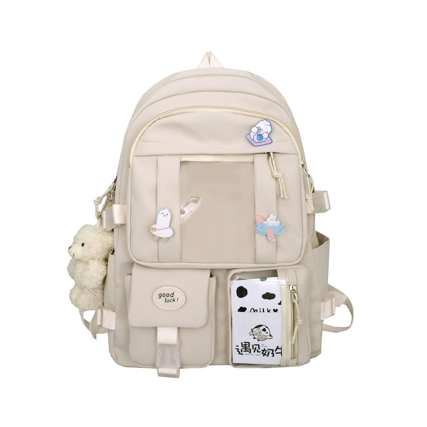 LuxusKollektion Schulrucksack Schulrucksack Mädchen Niedlich mit Anhänger Weiß