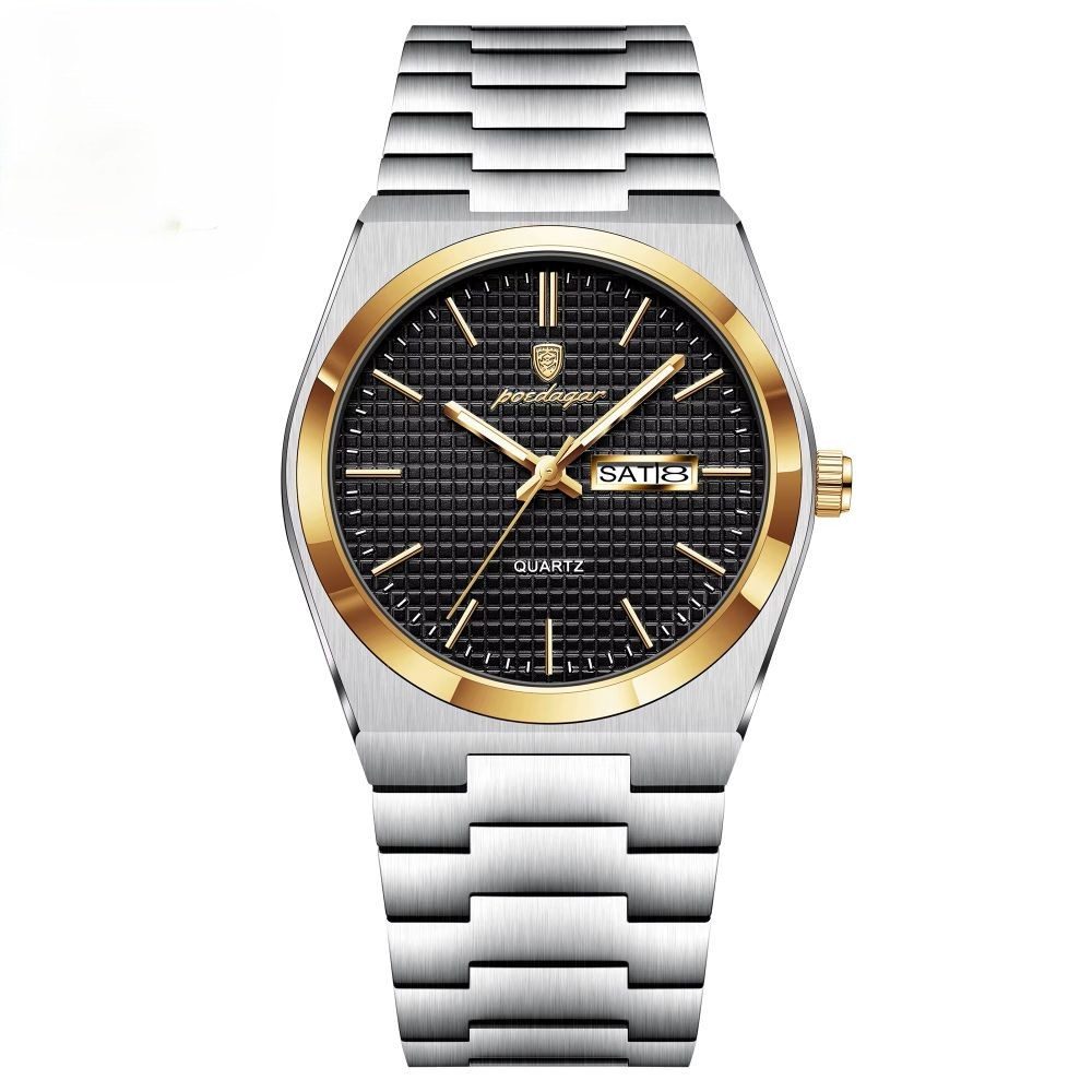 POEDAGAR Quarzuhr POEDAGAR 821 Herren-Armbanduhr – modisch, Edelstahl, Quarz, Datum 821