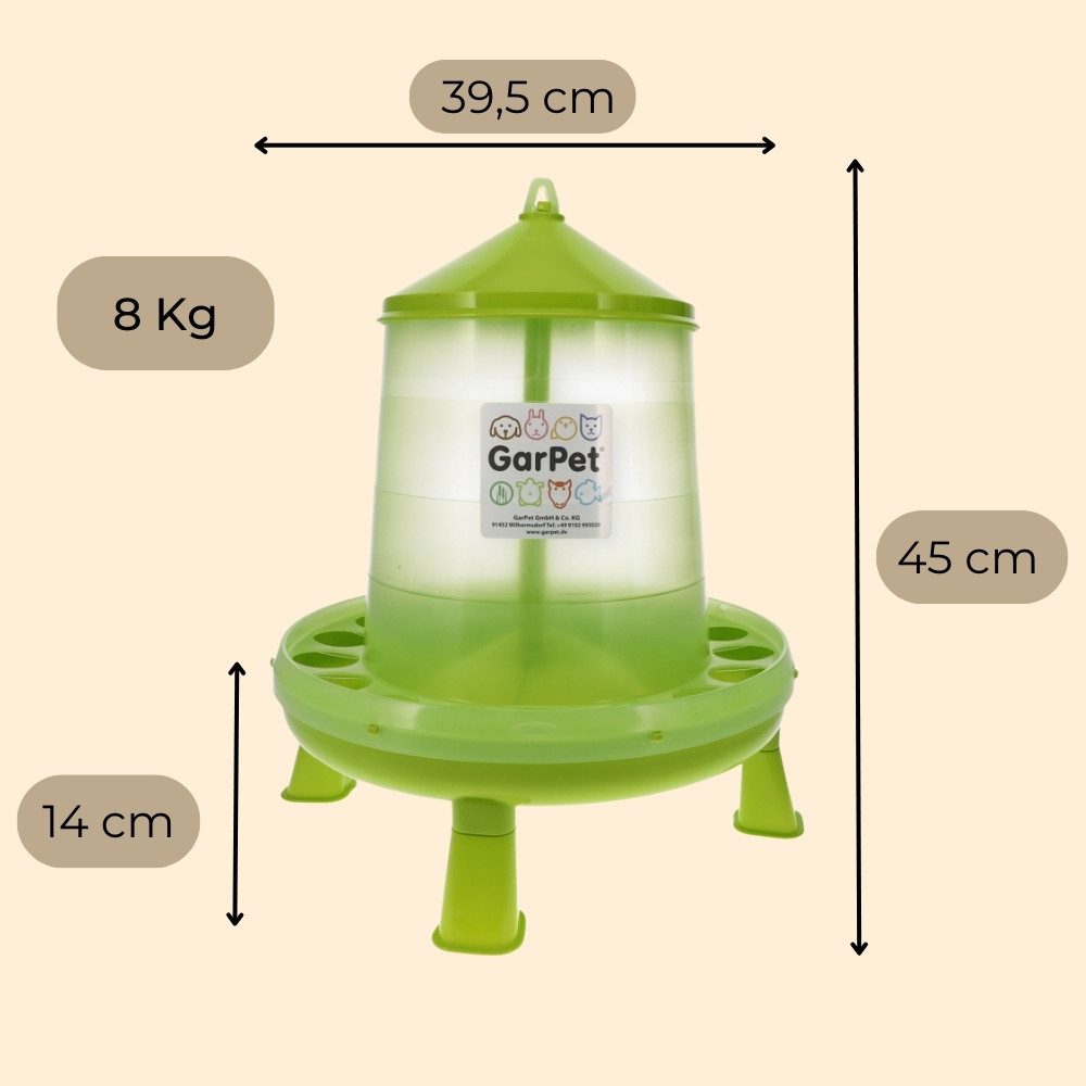 GarPet Futterspender 2er Set Futterautomat Hühner mit Füßen Hühnerfutter Automat Futtertrog