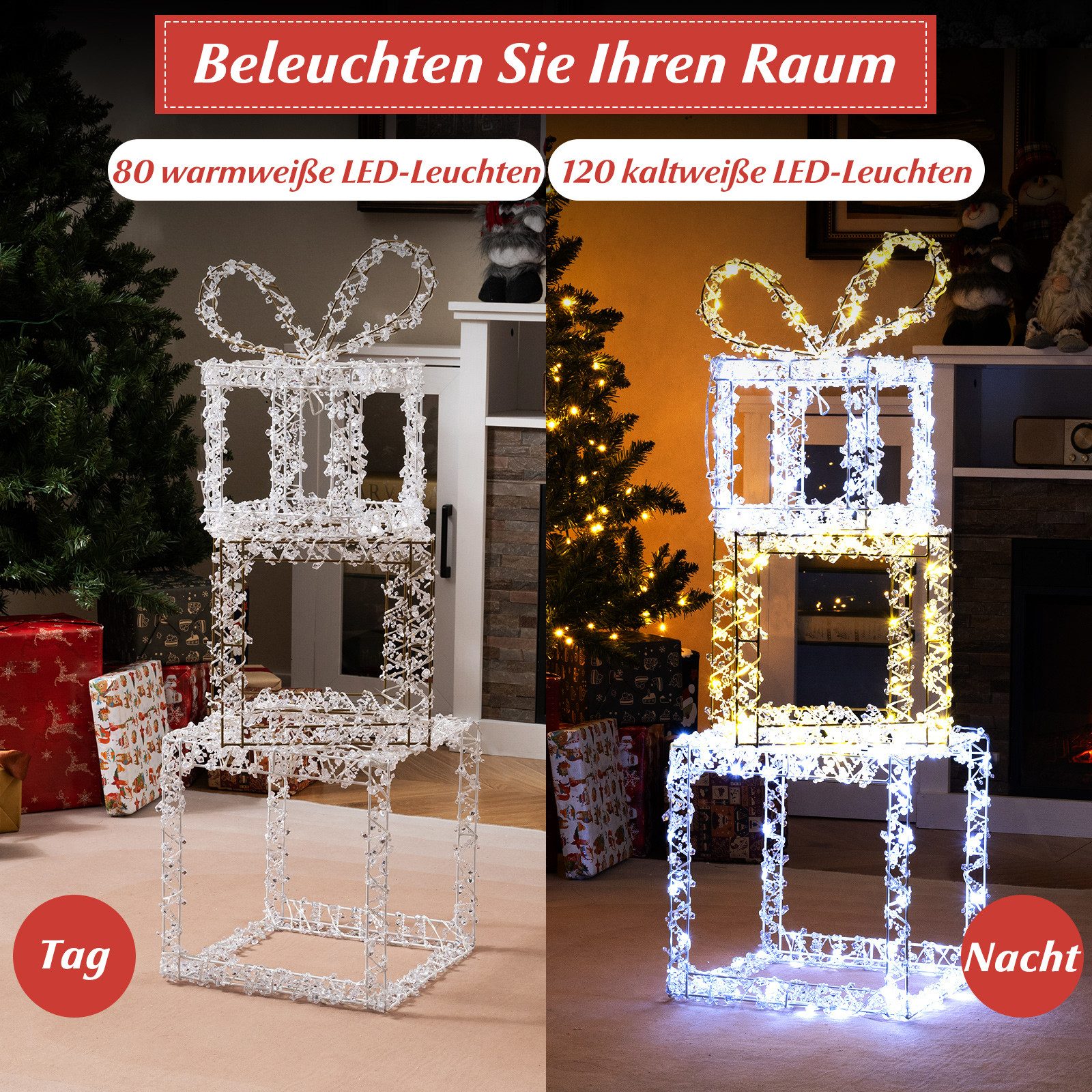 COSTWAY Weihnachtsfigur (1 St), LED Geschenkbox, günstig online kaufen
