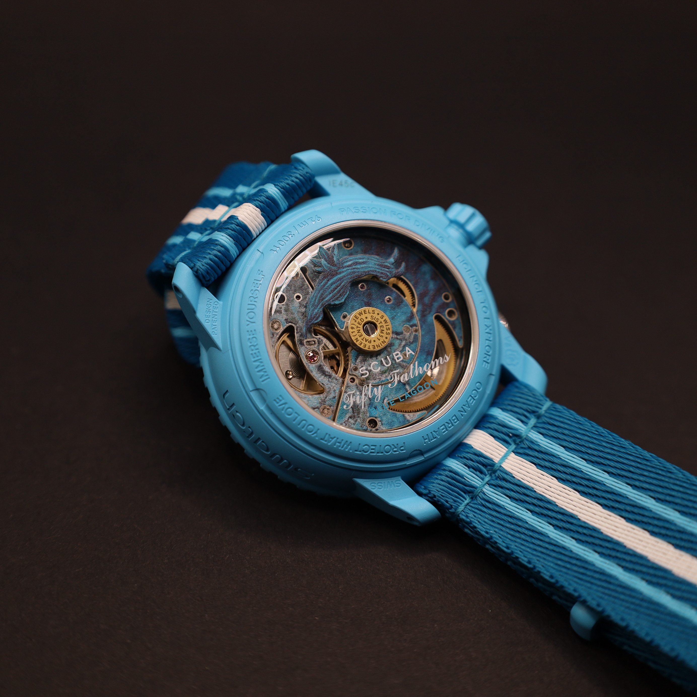 Swatch Automatikuhr Swatch X Blancpain Blue Lagoon FIFTY FATHOMS Bioceramic Scuba