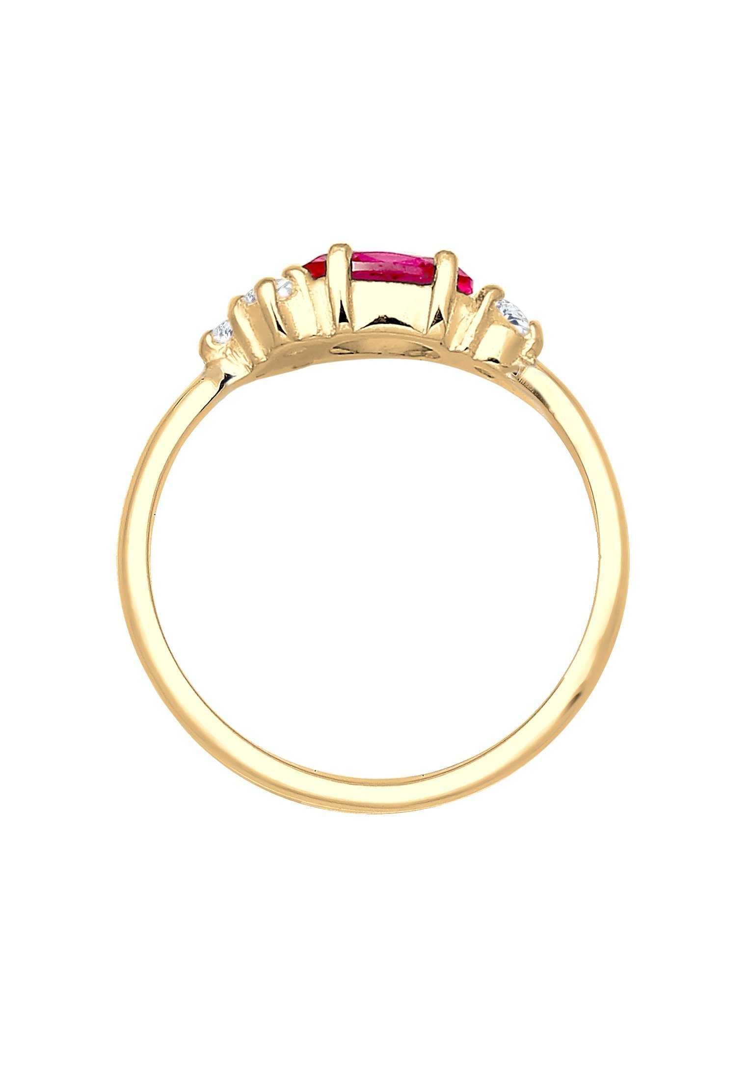 Elli Premium Verlobungsring Zirkonia Synthetischer Rubin Pink 925 Sterling Silber vergoldet