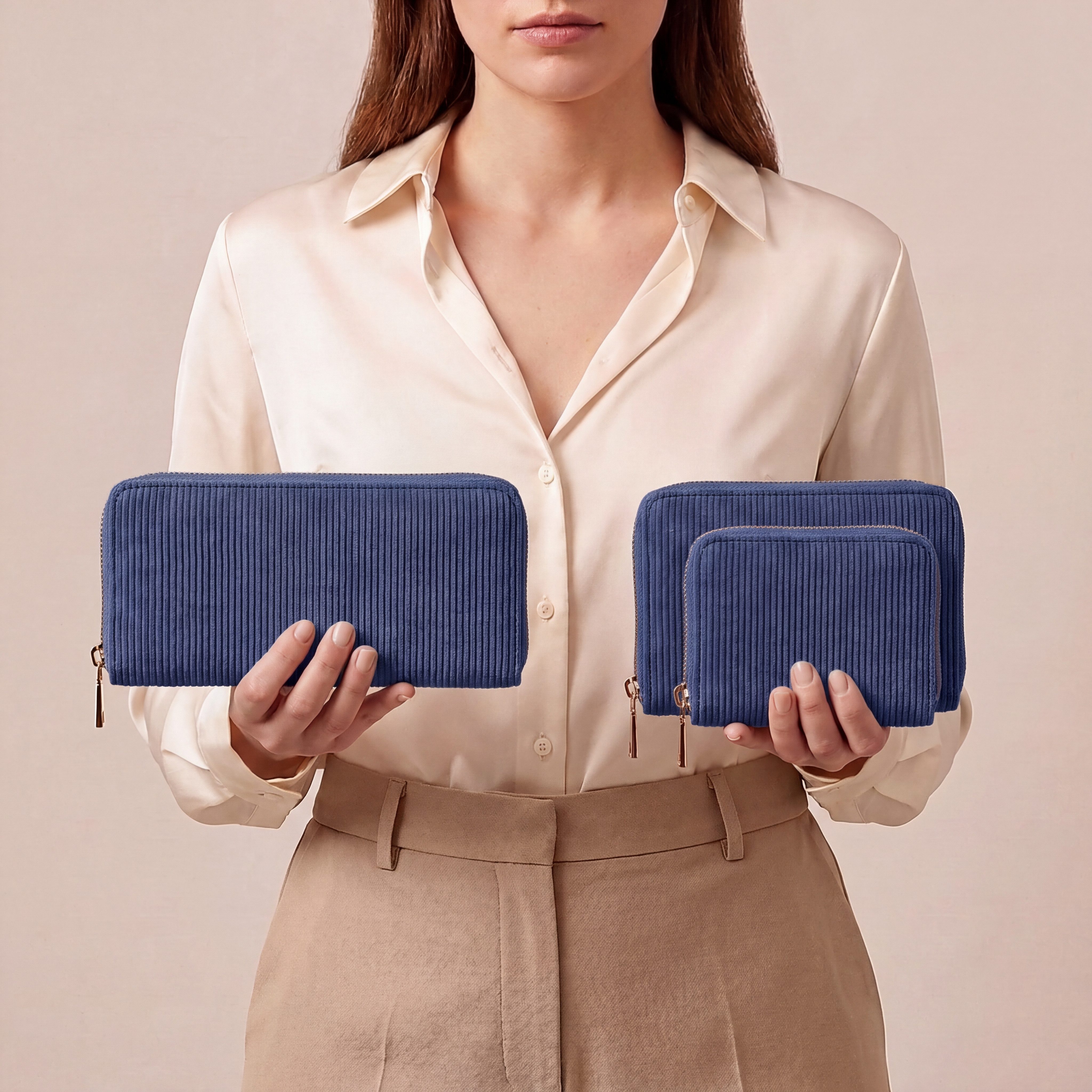 MillyMilk Geldbörse FONDO MEDIUM – Damen Cord Geldbeutel – Stoff Portemonnaie, Cord-Geldbörse mit stabiler Form, viel Platz und Reißverschluss. – Bild 5 von 5