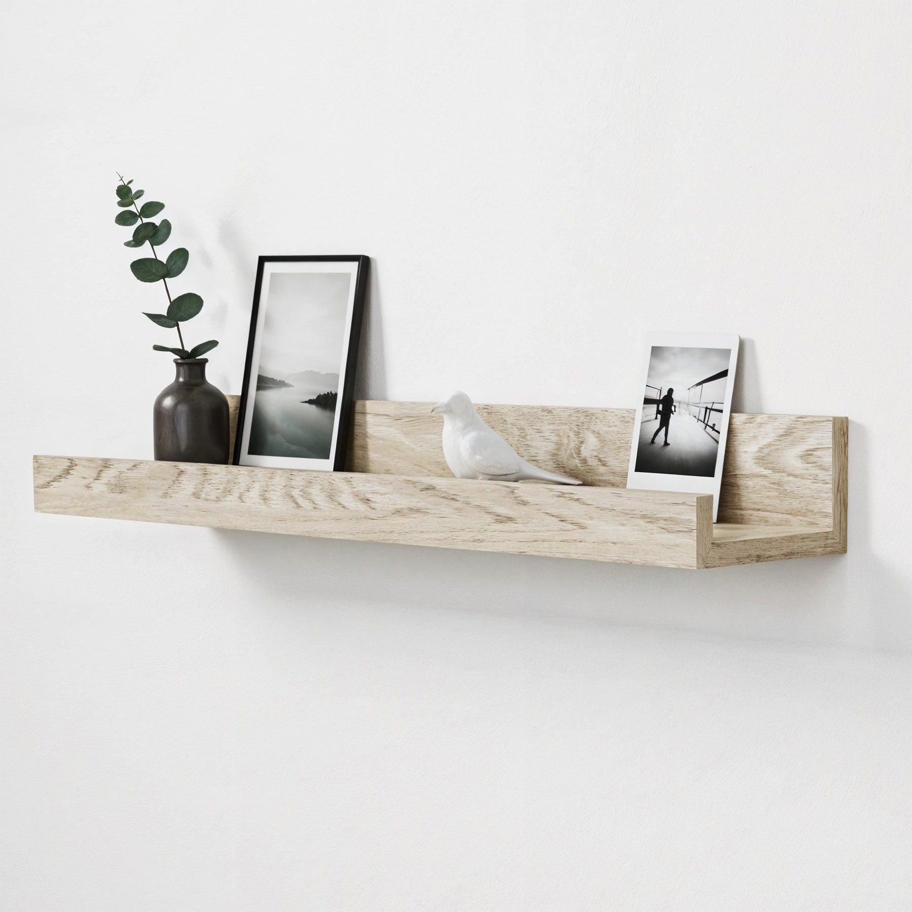 Levandeo® Bilderleiste, Bilderleiste Eiche Gekälkt L40cm MDF Holz Wandregal günstig online kaufen