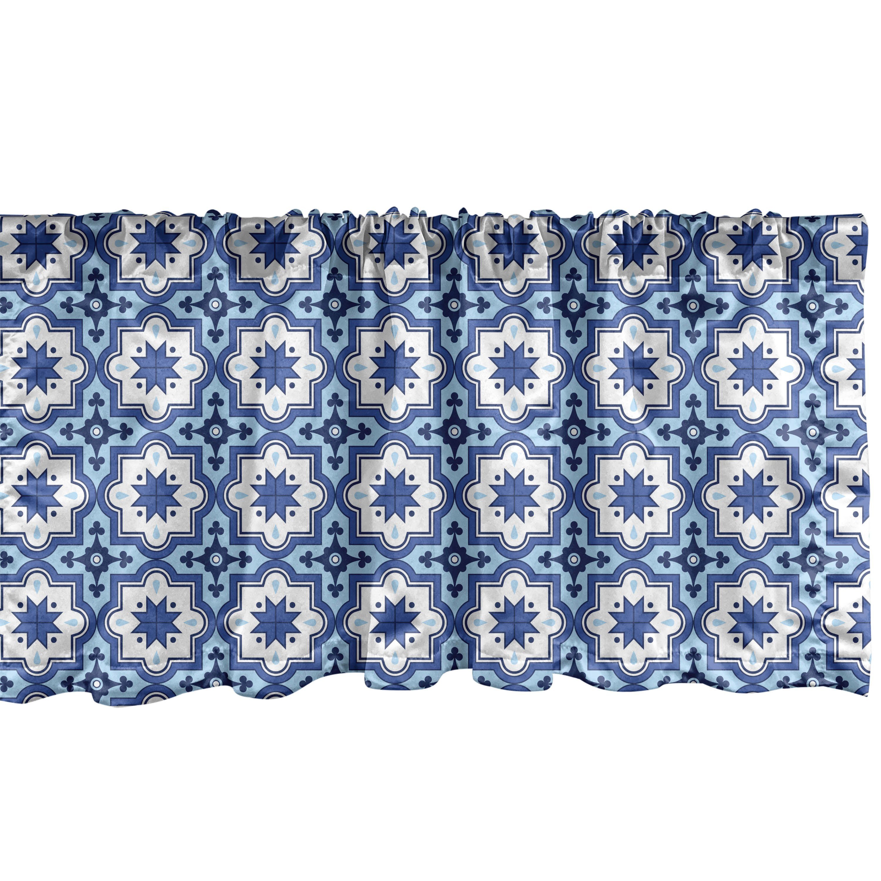 Volant marokkanische Abakuhaus, Vorhang für Traditional Scheibengardine Stangentasche, blau Küche Dekor mit Schlafzimmer Navy Microfaser,