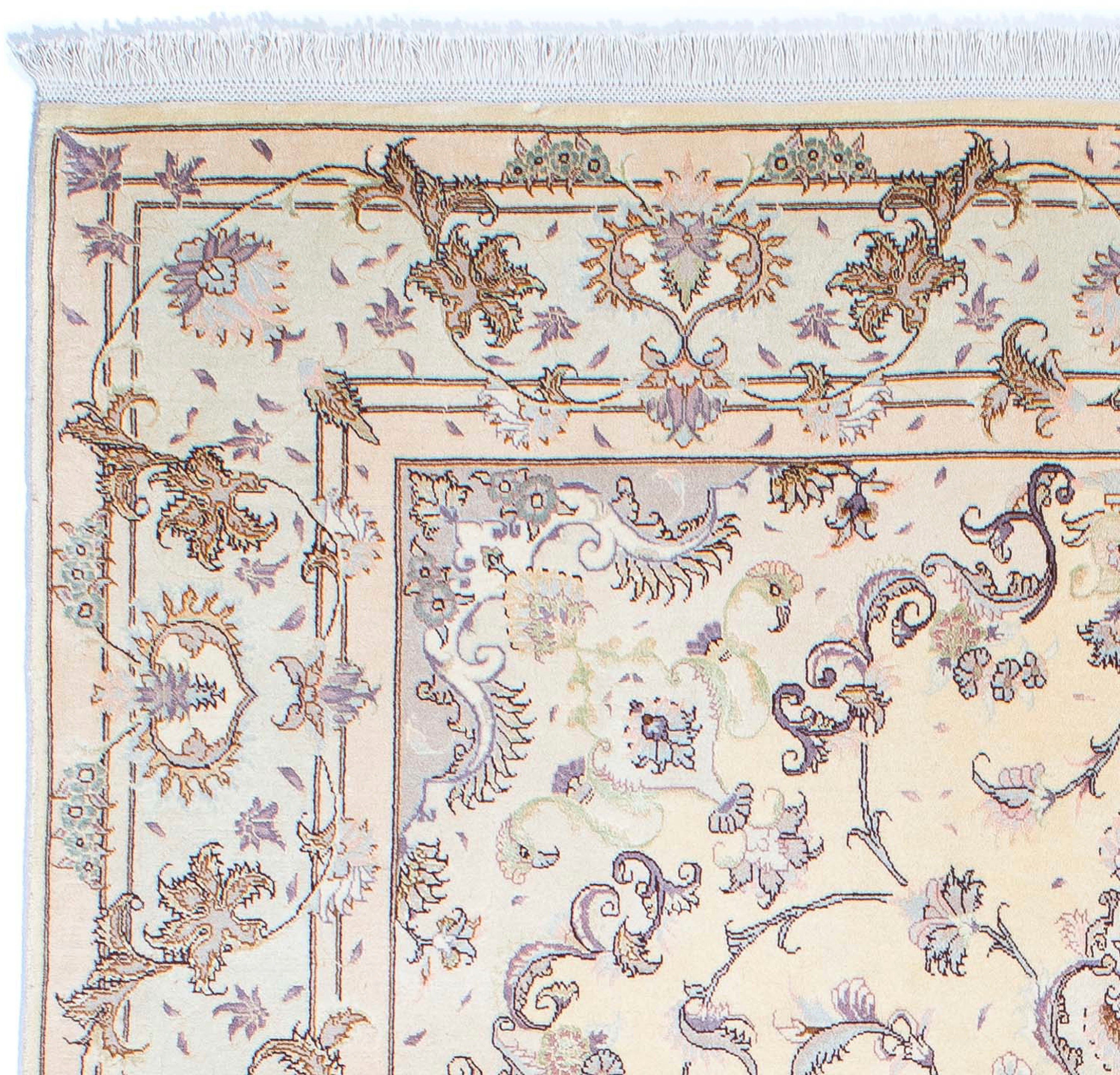 Orientteppich Perser - Royal Handgeknüpft, x 163 239 Zertifikat 7 cm Täbriz - mit mm, - - Wohnzimmer, Höhe: Einzelstück rechteckig, beige, morgenland
