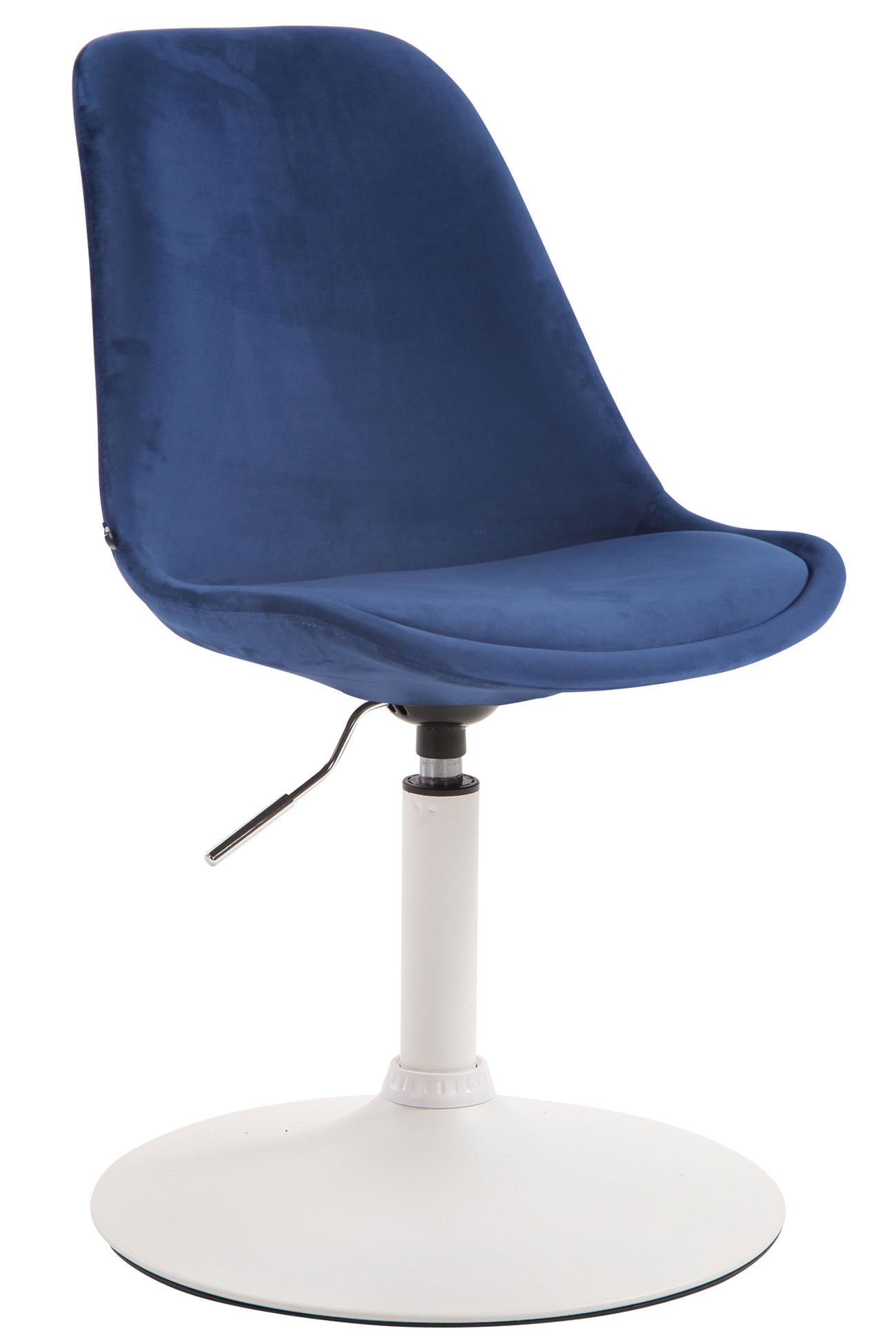 TPFLiving Esszimmerstuhl Mavic mit hochwertig gepolsterter Sitzfläche - Konferenzstuhl (Küchenstuhl - Esstischstuhl - Wohnzimmerstuhl - Polsterstuhl), Gestell: Metall weiß - Sitzfläche: Samt blau